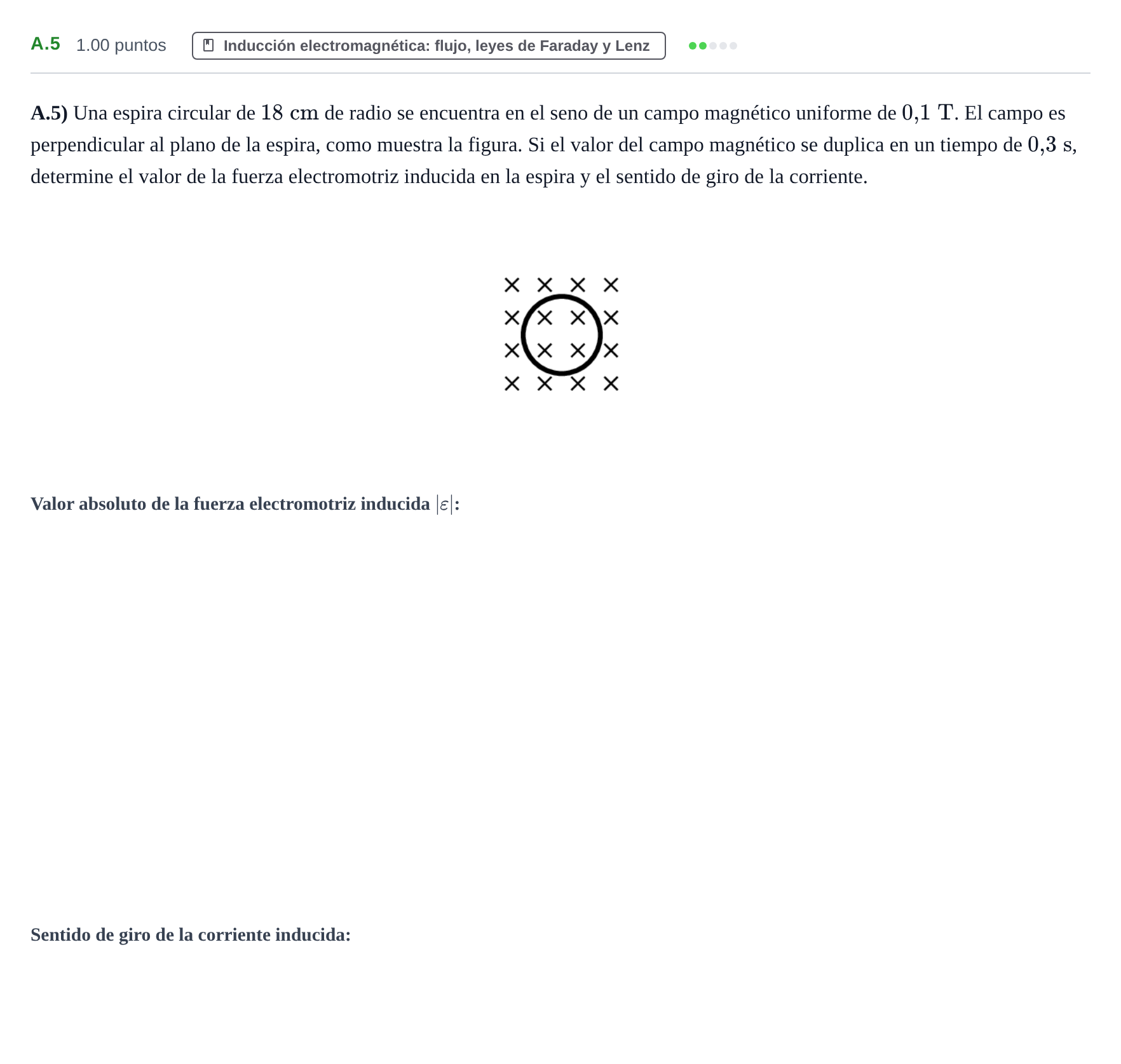 Enunciado: Ejercicio A.5 · Física PAU Castilla y León Extraordinaria 2021