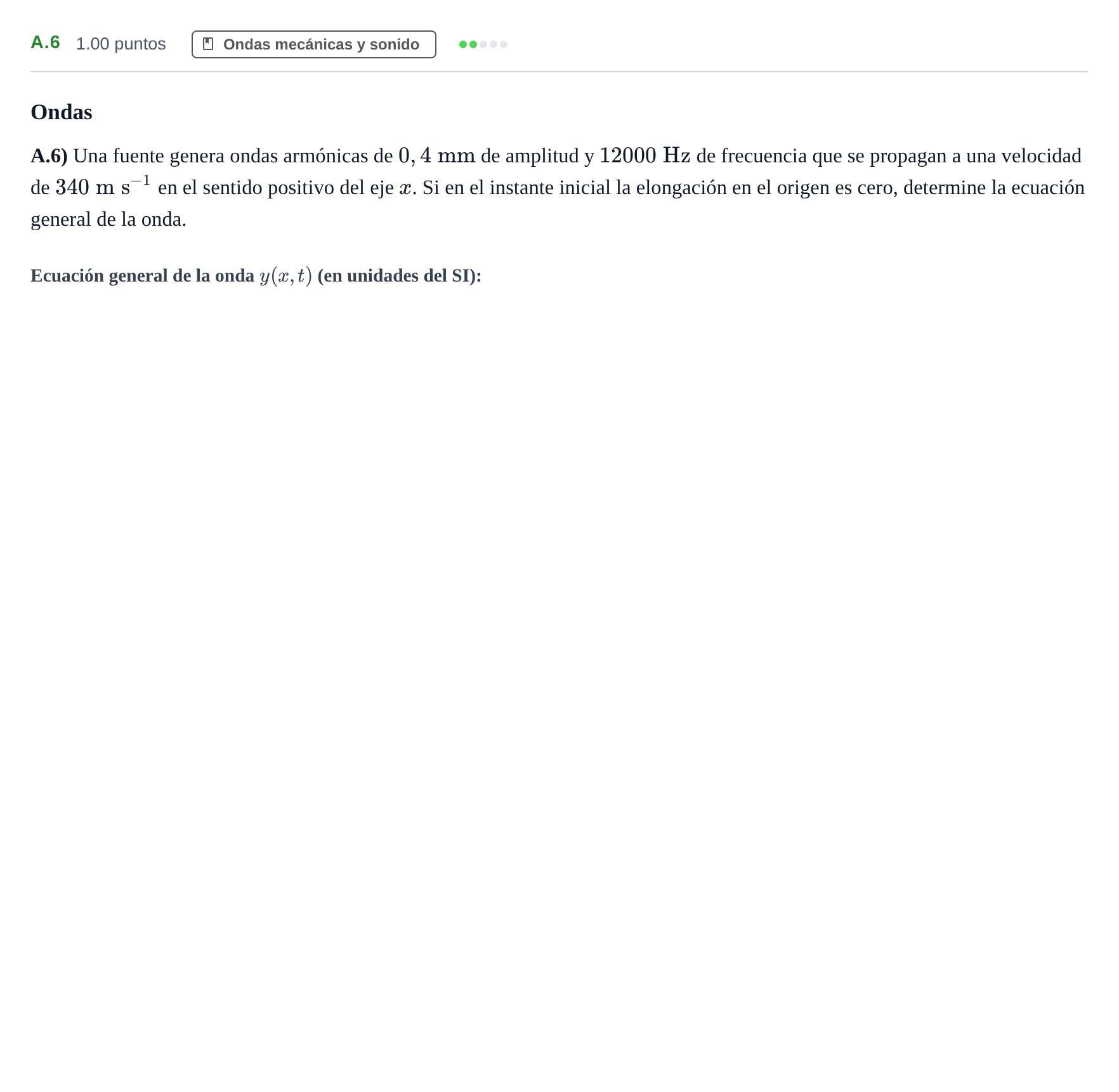 Enunciado: Ejercicio A.6 · Física PAU Castilla y León Extraordinaria 2021