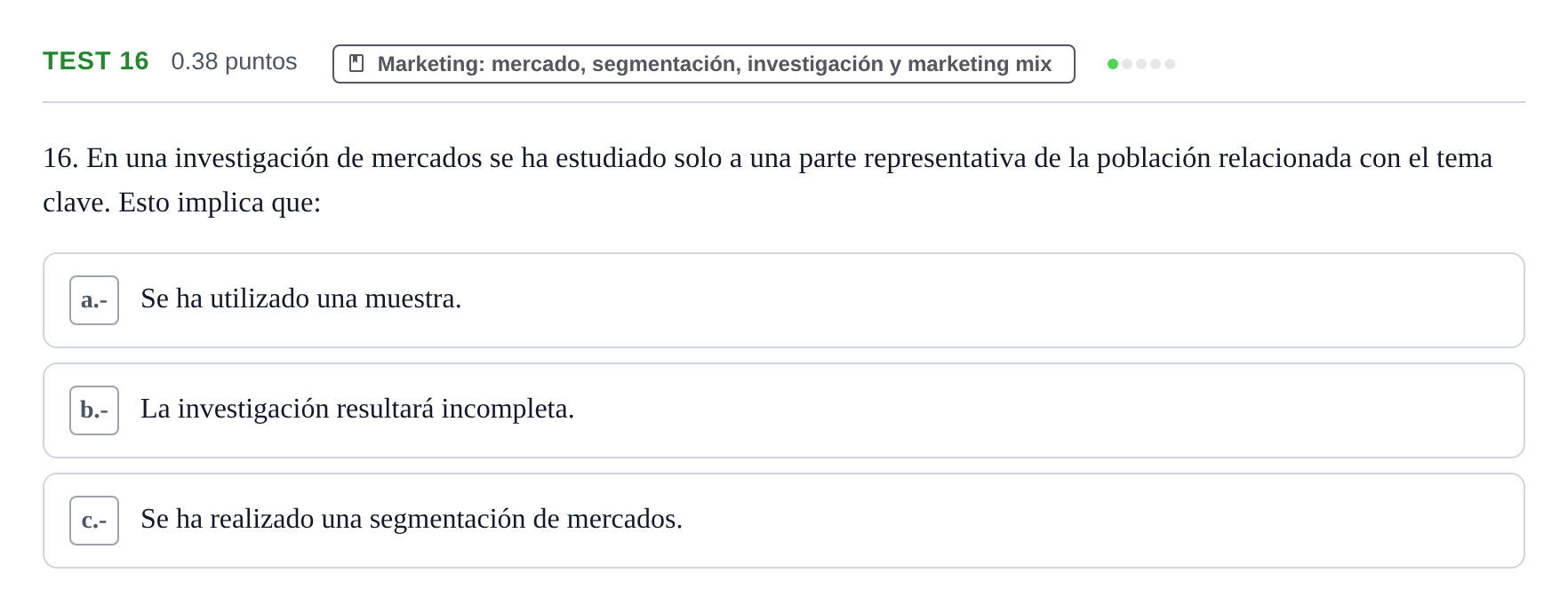 Enunciado: Ejercicio Test 16 · Empresa y Diseño de Modelos de Negocio PAU Castilla y León Ordinaria 2021