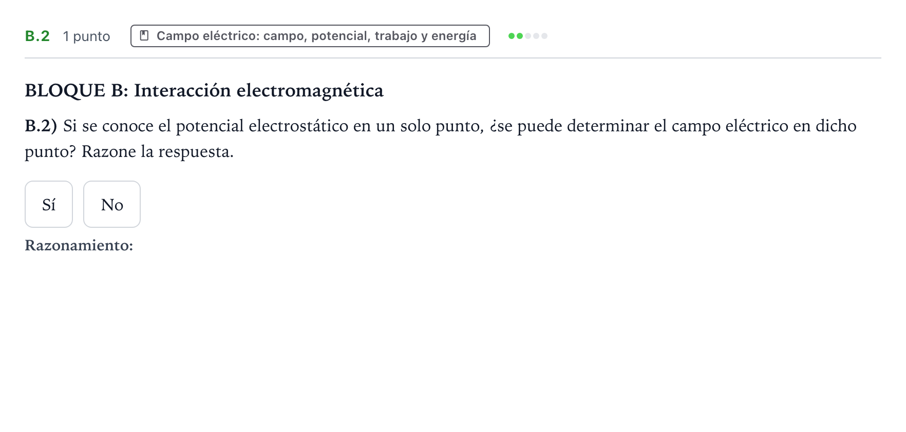 Enunciado: Ejercicio B.2 · Física PAU Castilla y León Ordinaria 2021