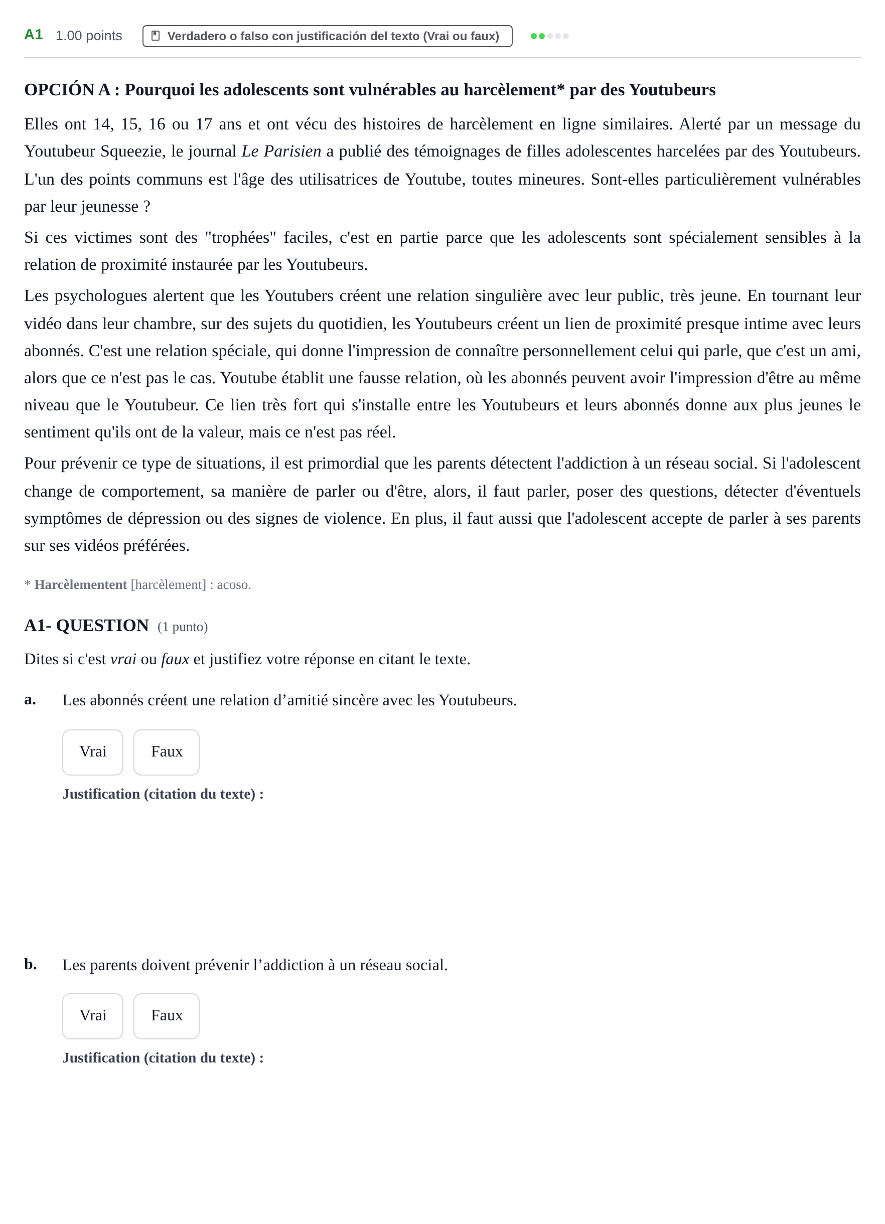 Enunciado: Ejercicio A1 · Francés PAU Castilla y León Extraordinaria 2021