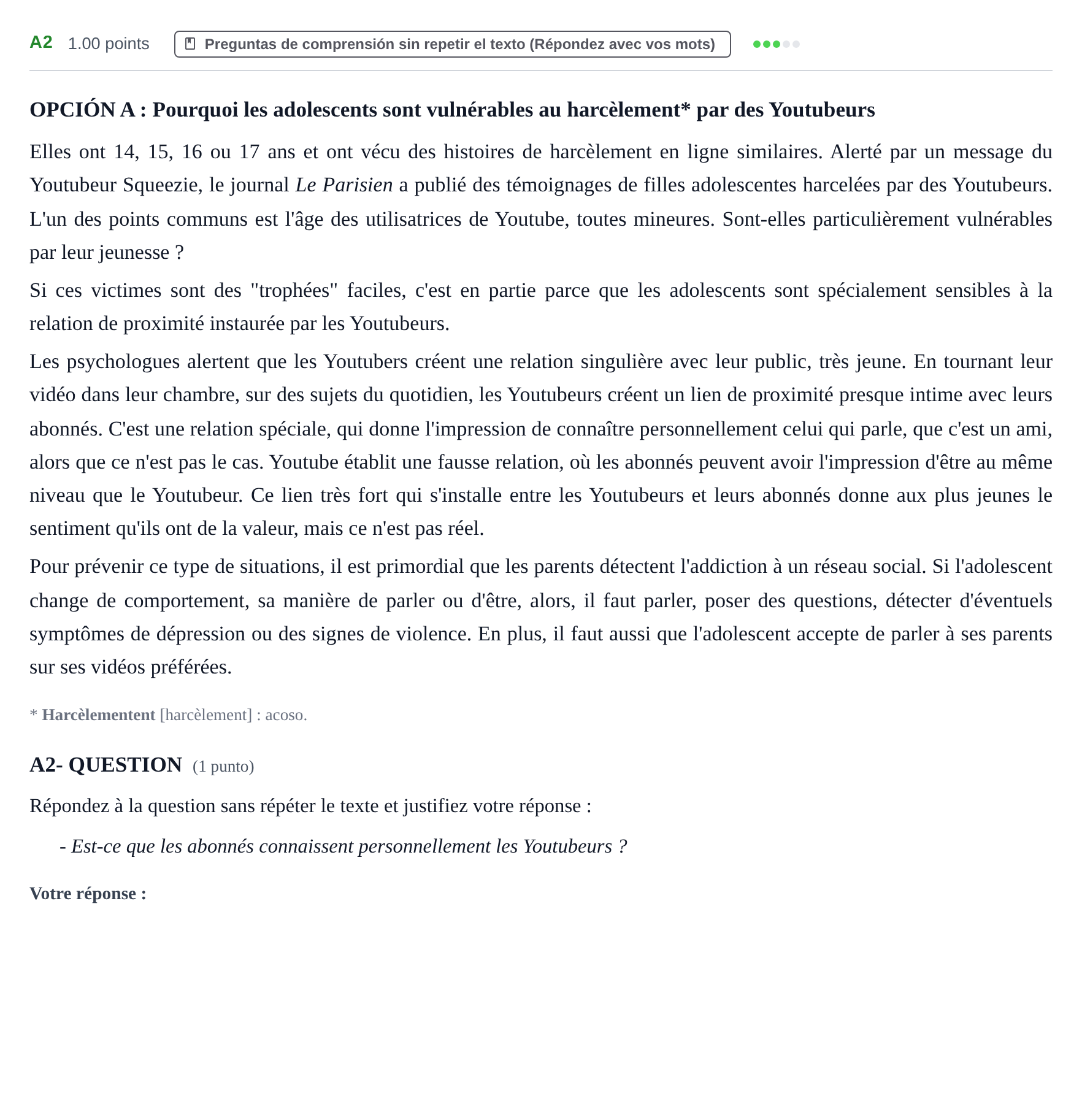 Enunciado: Ejercicio A2 · Francés PAU Castilla y León Extraordinaria 2021