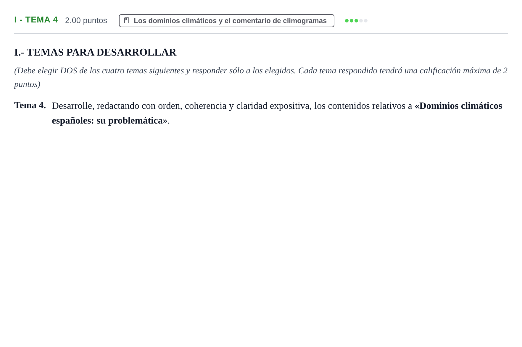 Enunciado: Ejercicio I - Tema 4 · Geografía PAU Castilla y León Extraordinaria 2021