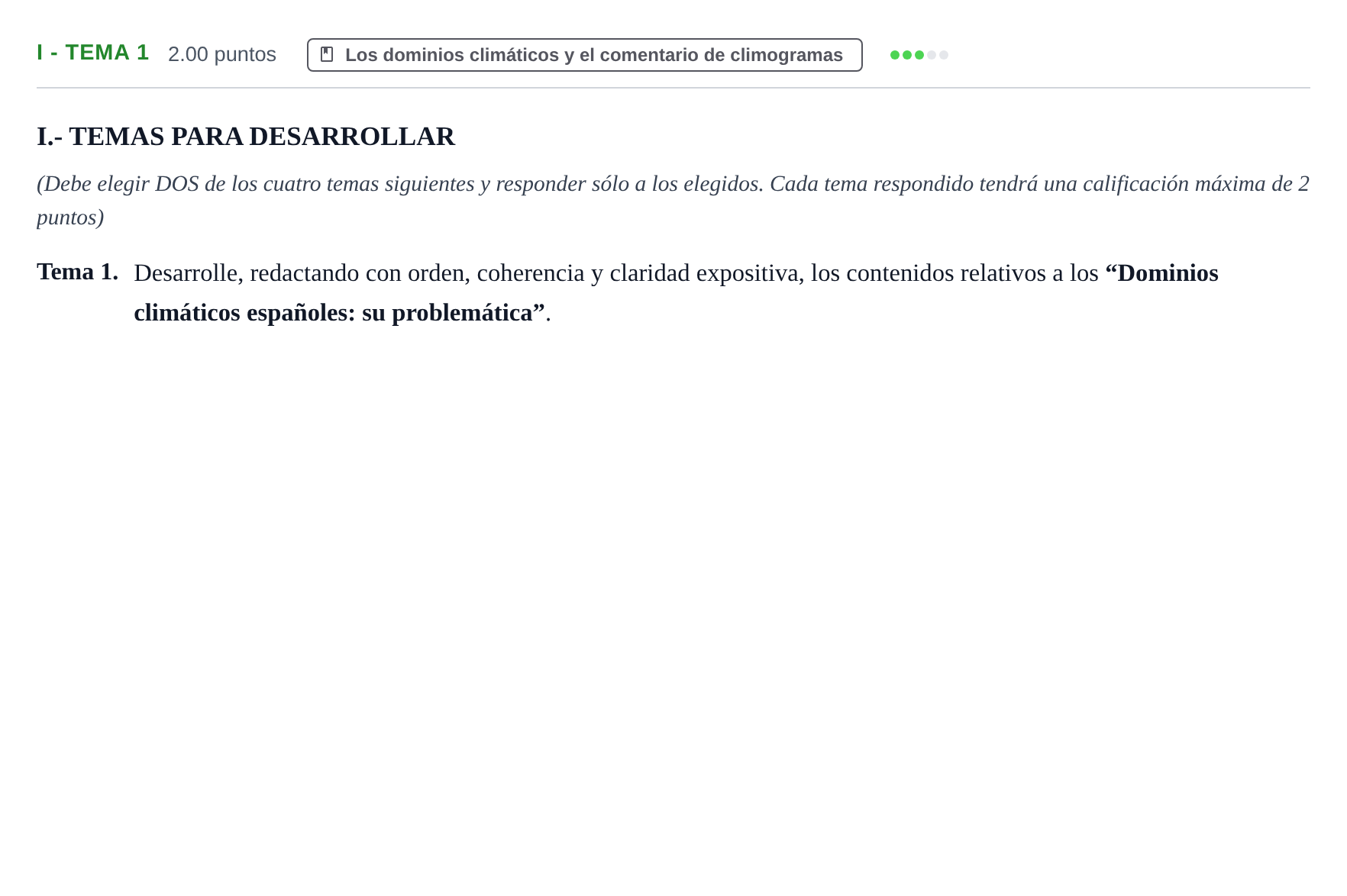 Enunciado: Ejercicio I - Tema 1 · Geografía PAU Castilla y León Ordinaria 2021
