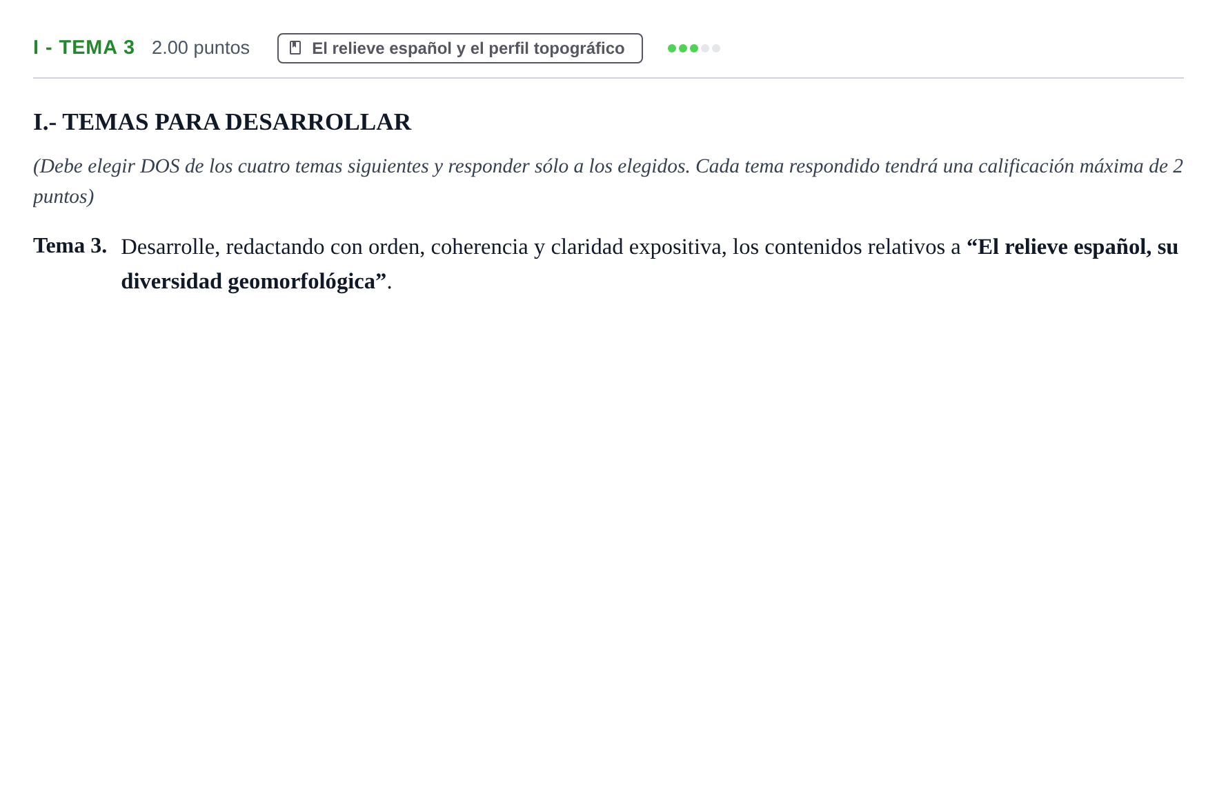 Enunciado: Ejercicio I - Tema 3 · Geografía PAU Castilla y León Ordinaria 2021
