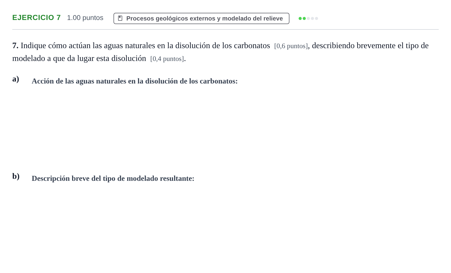 Enunciado: Problema 7 · Geología y Ciencias Ambientales PAU Castilla y León Ordinaria 2021