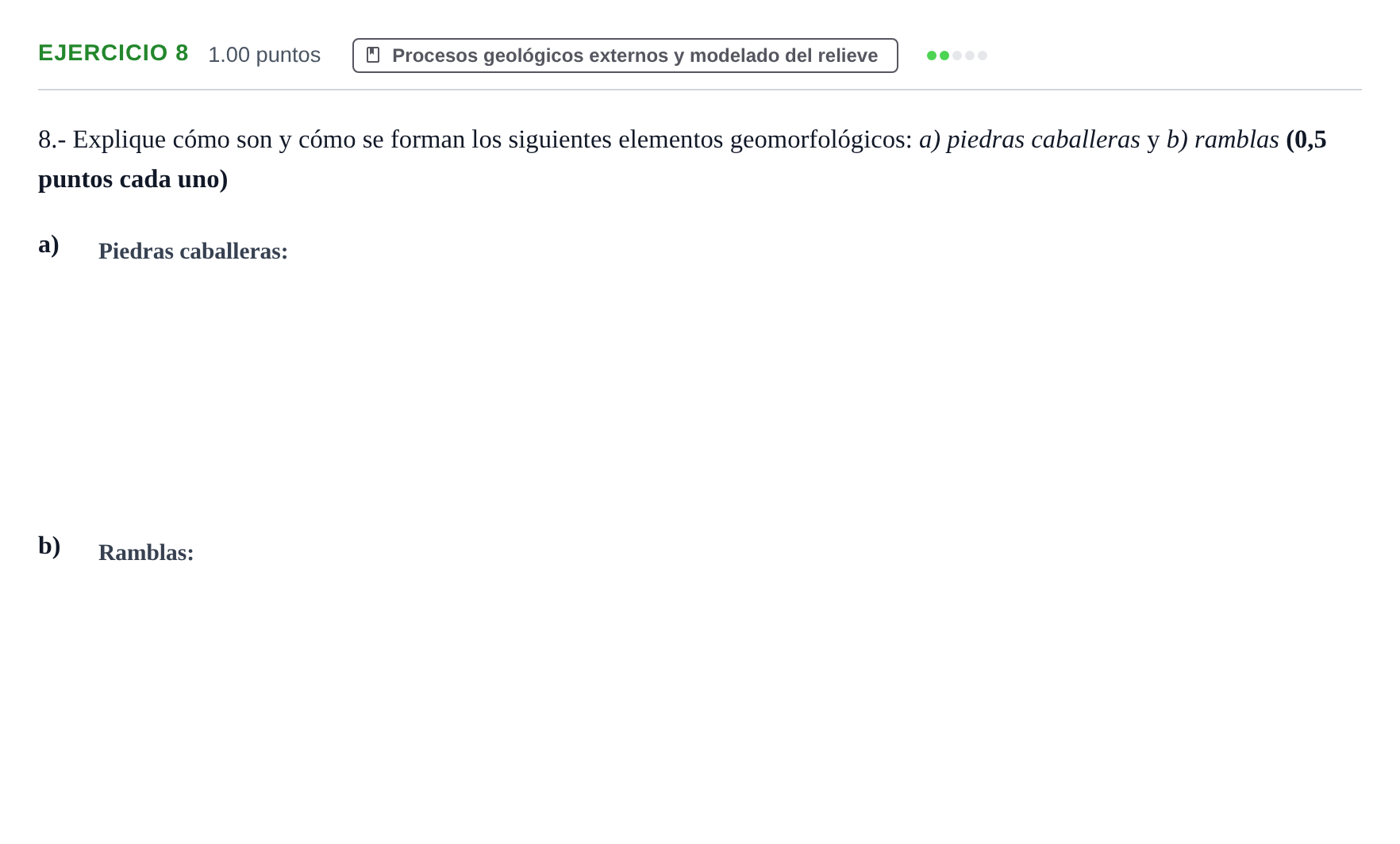 Enunciado: Problema 8 · Geología y Ciencias Ambientales PAU Castilla y León Ordinaria 2021