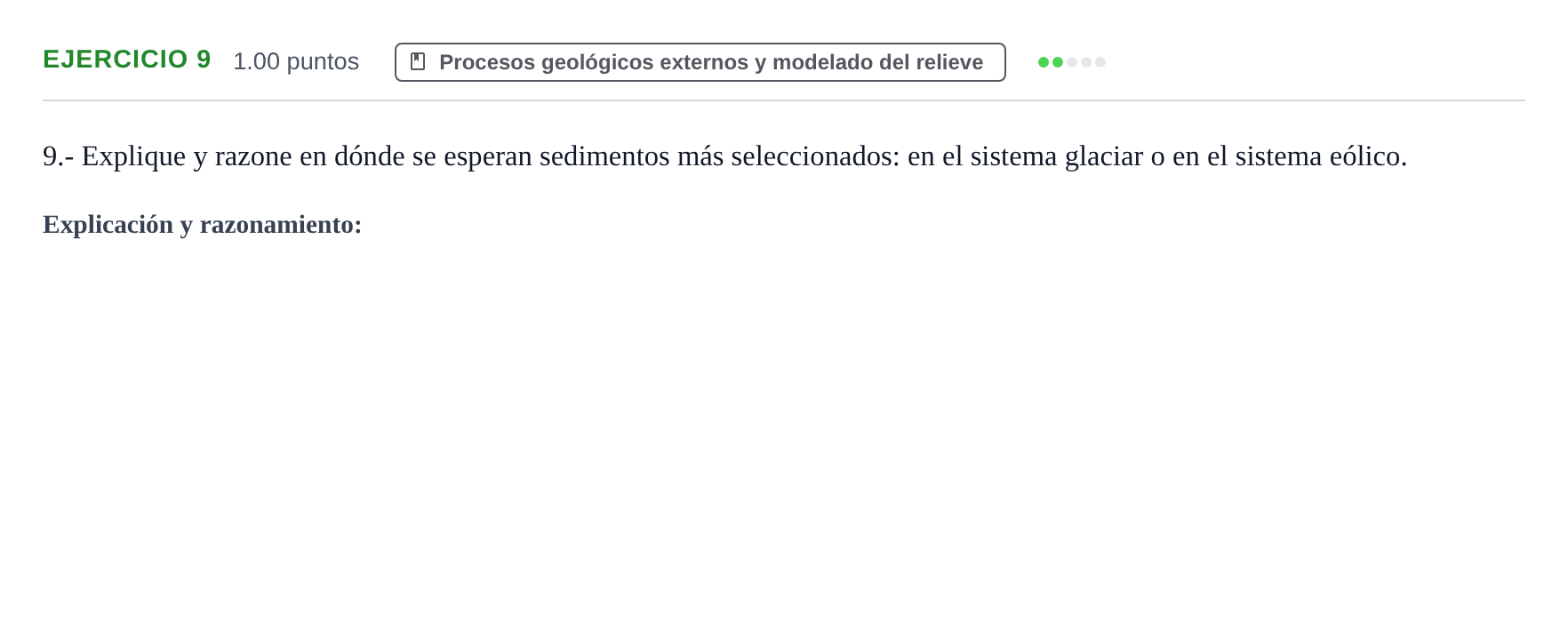 Enunciado: Problema 9 · Geología y Ciencias Ambientales PAU Castilla y León Ordinaria 2021