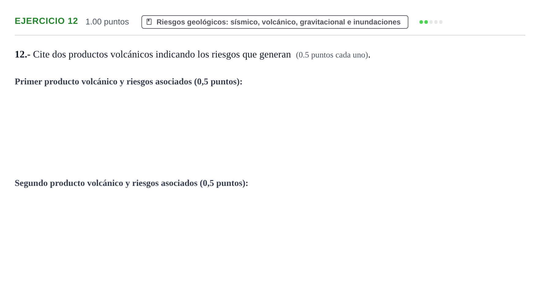 Enunciado: Problema 12 · Geología y Ciencias Ambientales PAU Castilla y León Extraordinaria 2021