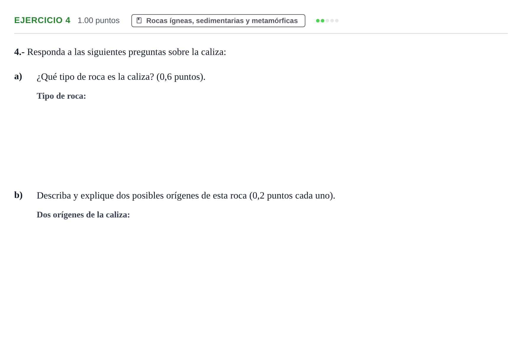 Enunciado: Problema 4 · Geología y Ciencias Ambientales PAU Castilla y León Extraordinaria 2021