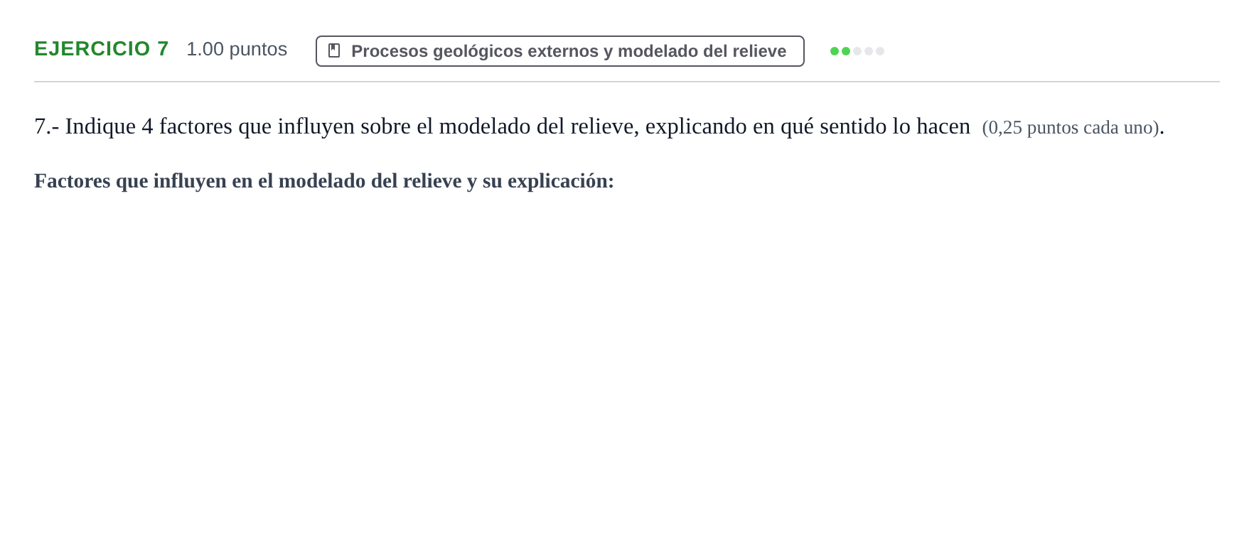 Enunciado: Problema 7 · Geología y Ciencias Ambientales PAU Castilla y León Extraordinaria 2021
