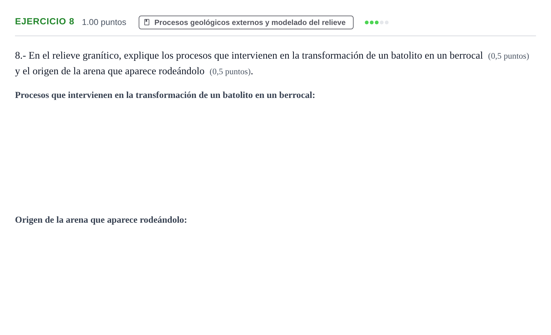 Enunciado: Problema 8 · Geología y Ciencias Ambientales PAU Castilla y León Extraordinaria 2021