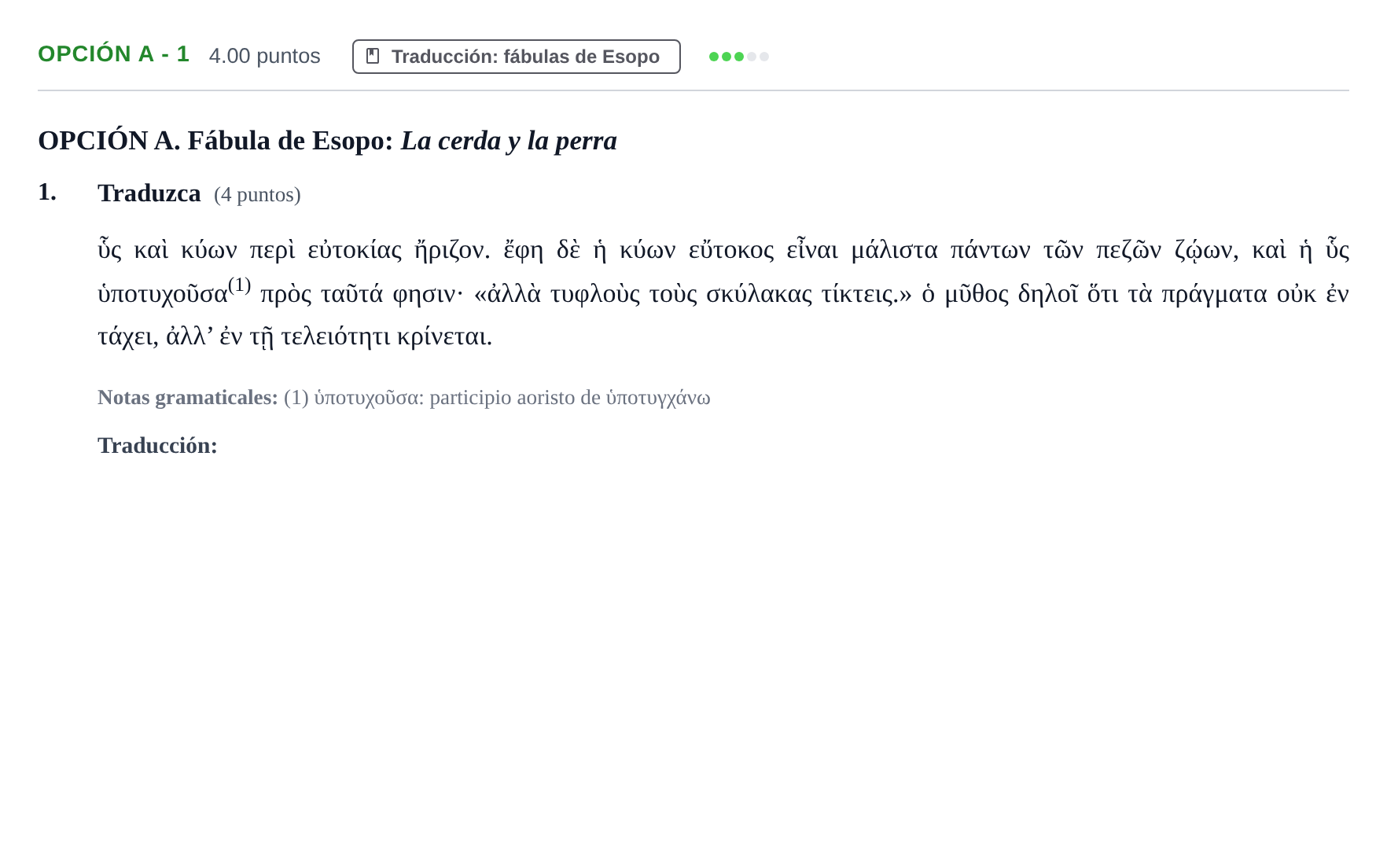 Enunciado: Opción A - 1 · Griego II PAU Castilla y León Extraordinaria 2021
