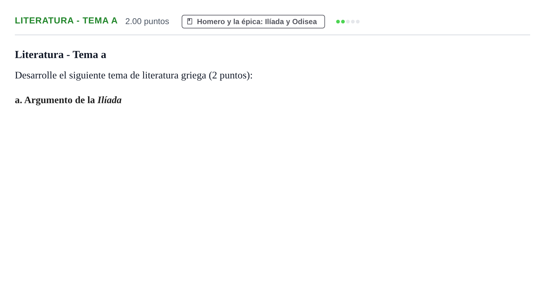 Enunciado: Ejercicio Literatura - Tema a · Griego II PAU Castilla y León Ordinaria 2021