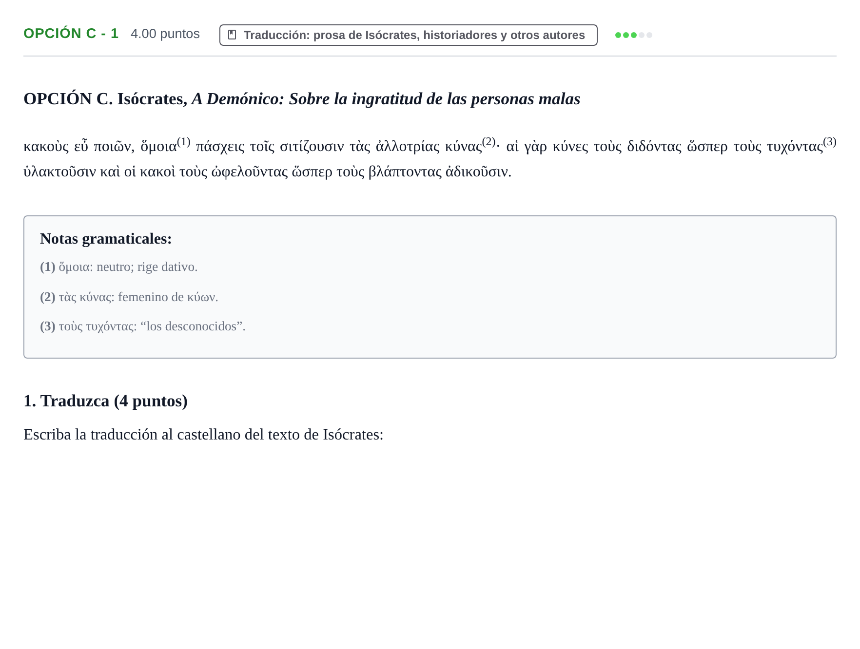 Enunciado: Opción C - 1 · Griego II PAU Castilla y León Ordinaria 2021