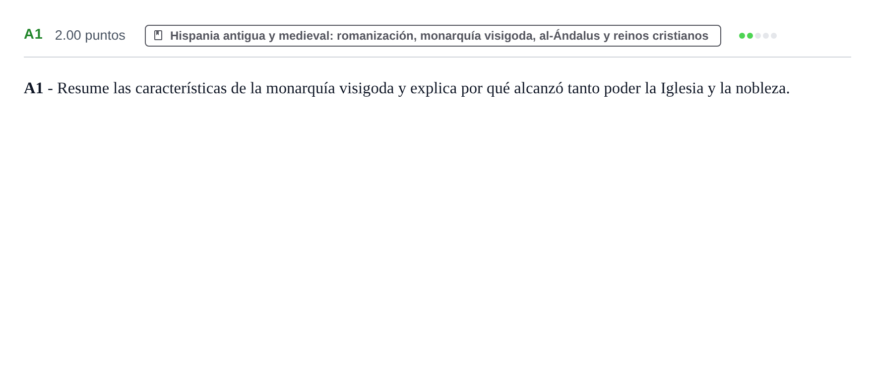 Enunciado: Ejercicio A1 · Historia de España PAU Castilla y León Extraordinaria 2021