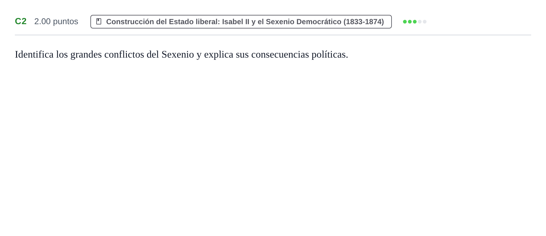 Enunciado: Ejercicio C2 · Historia de España PAU Castilla y León Extraordinaria 2021