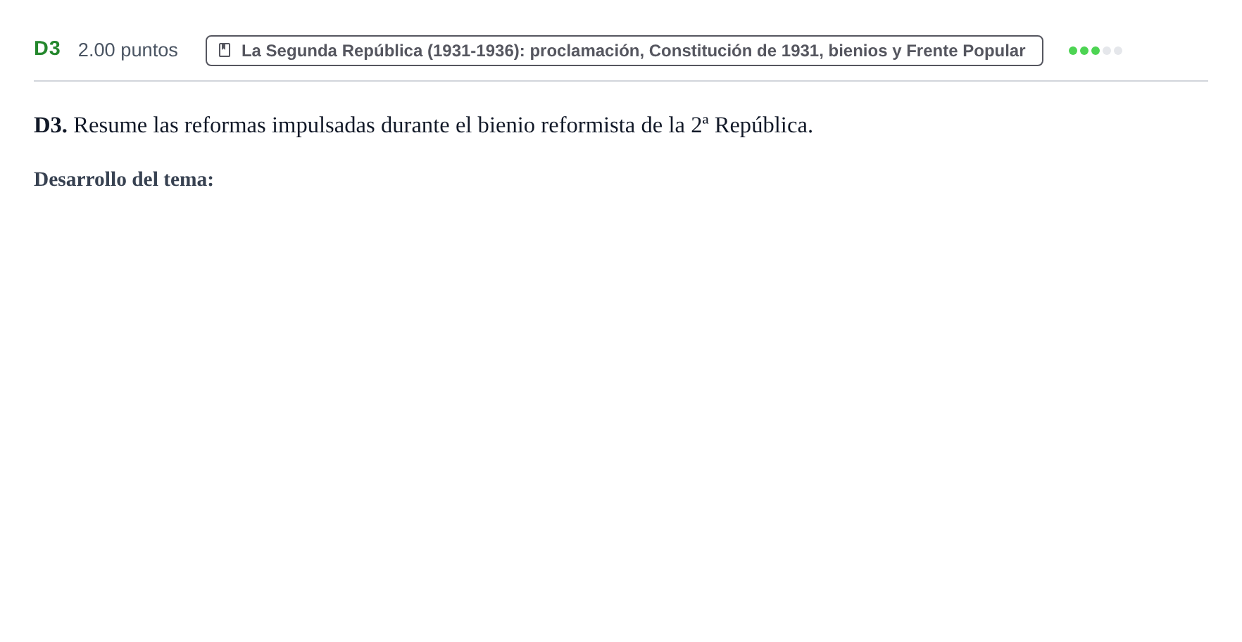 Enunciado: Ejercicio D3 · Historia de España PAU Castilla y León Extraordinaria 2021