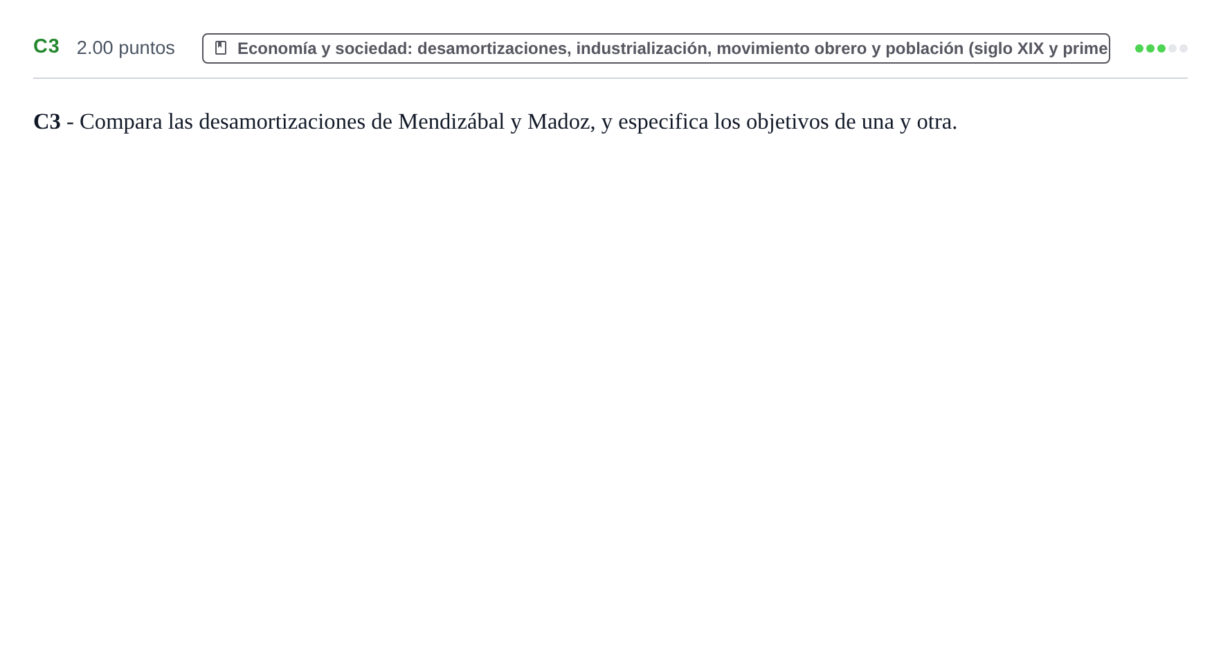 Enunciado: Ejercicio C3 · Historia de España PAU Castilla y León Ordinaria 2021