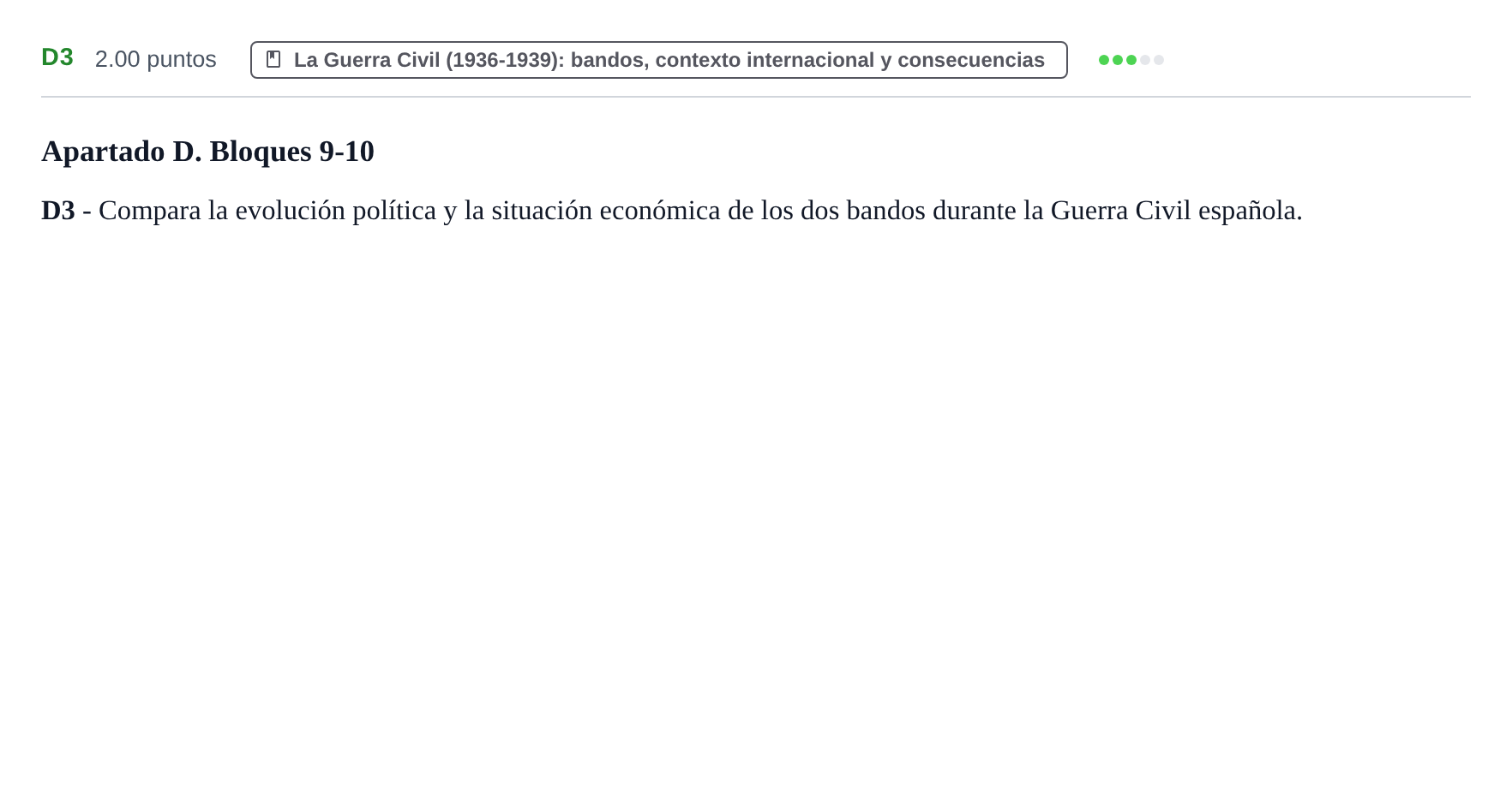 Enunciado: Ejercicio D3 · Historia de España PAU Castilla y León Ordinaria 2021