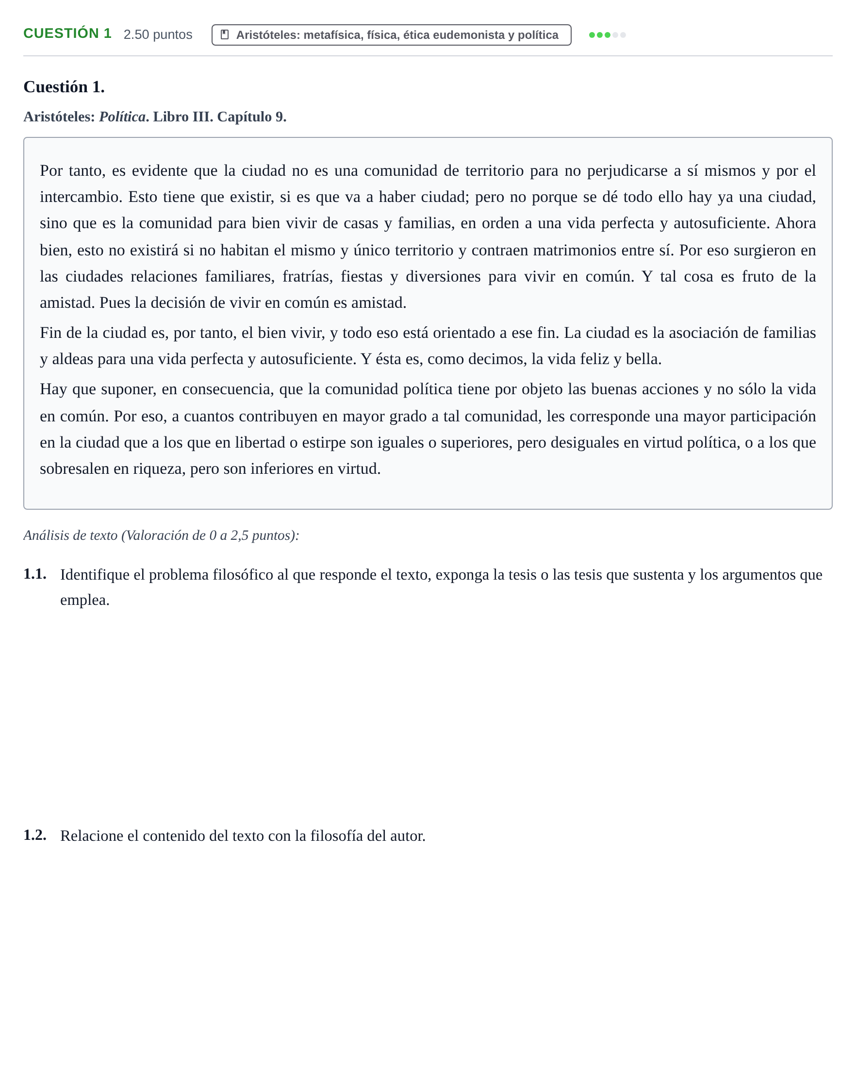 Enunciado: Cuestión 1 · Historia de la Filosofía PAU Castilla y León Extraordinaria 2021