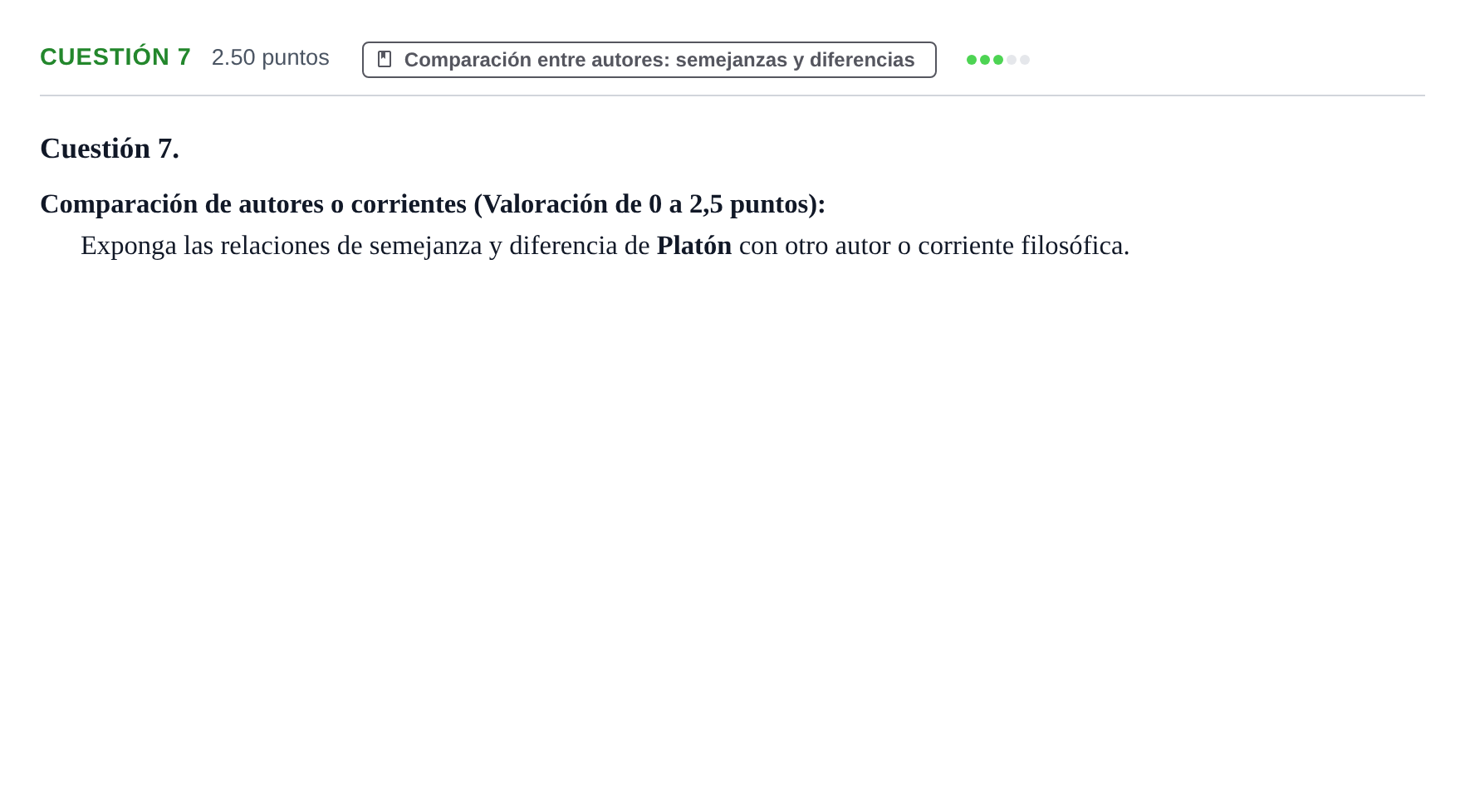 Enunciado: Cuestión 7 · Historia de la Filosofía PAU Castilla y León Ordinaria 2021