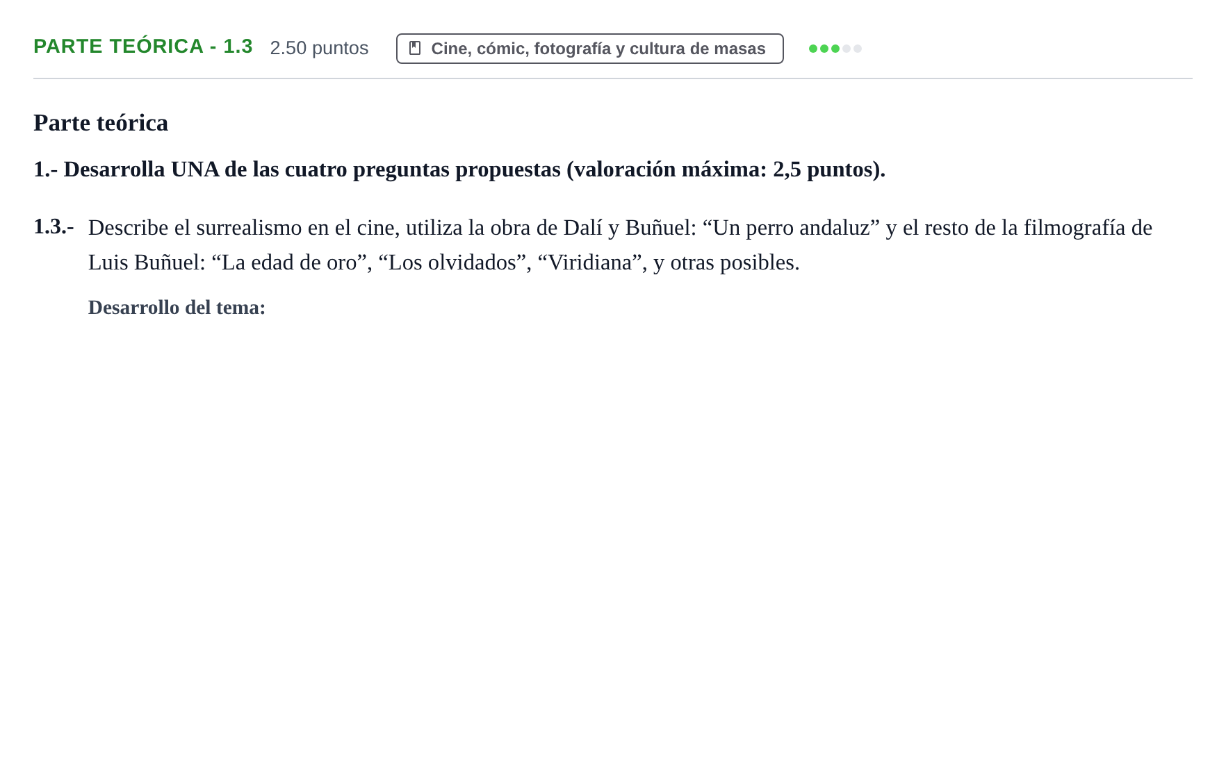 Enunciado: Ejercicio Parte teórica - 1.3 · Fundamentos Artísticos PAU Castilla y León Extraordinaria 2021