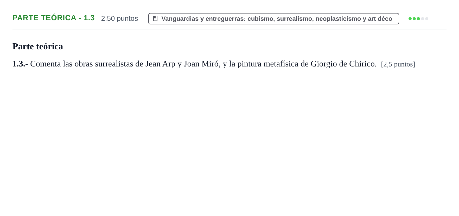 Enunciado: Ejercicio Parte teórica - 1.3 · Fundamentos Artísticos PAU Castilla y León Ordinaria 2021