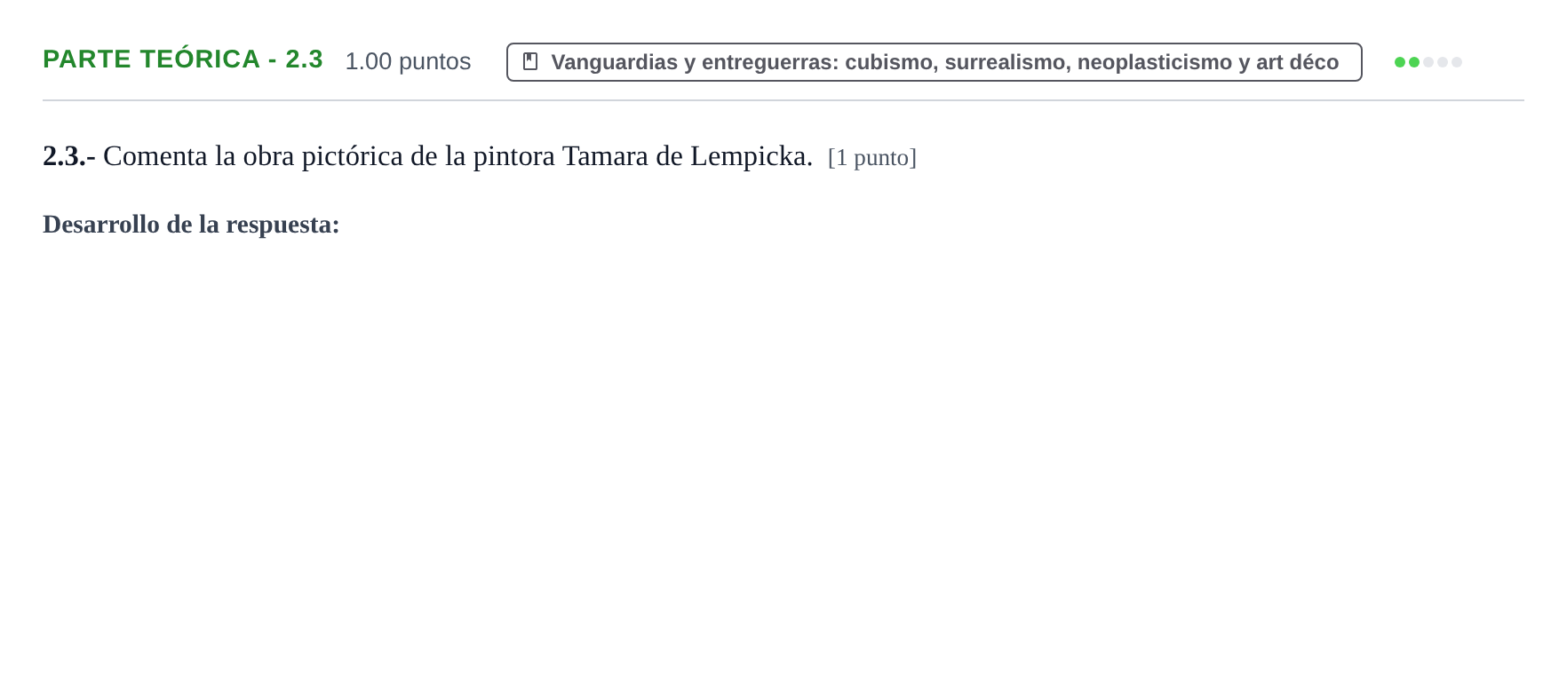 Enunciado: Ejercicio Parte teórica - 2.3 · Fundamentos Artísticos PAU Castilla y León Ordinaria 2021