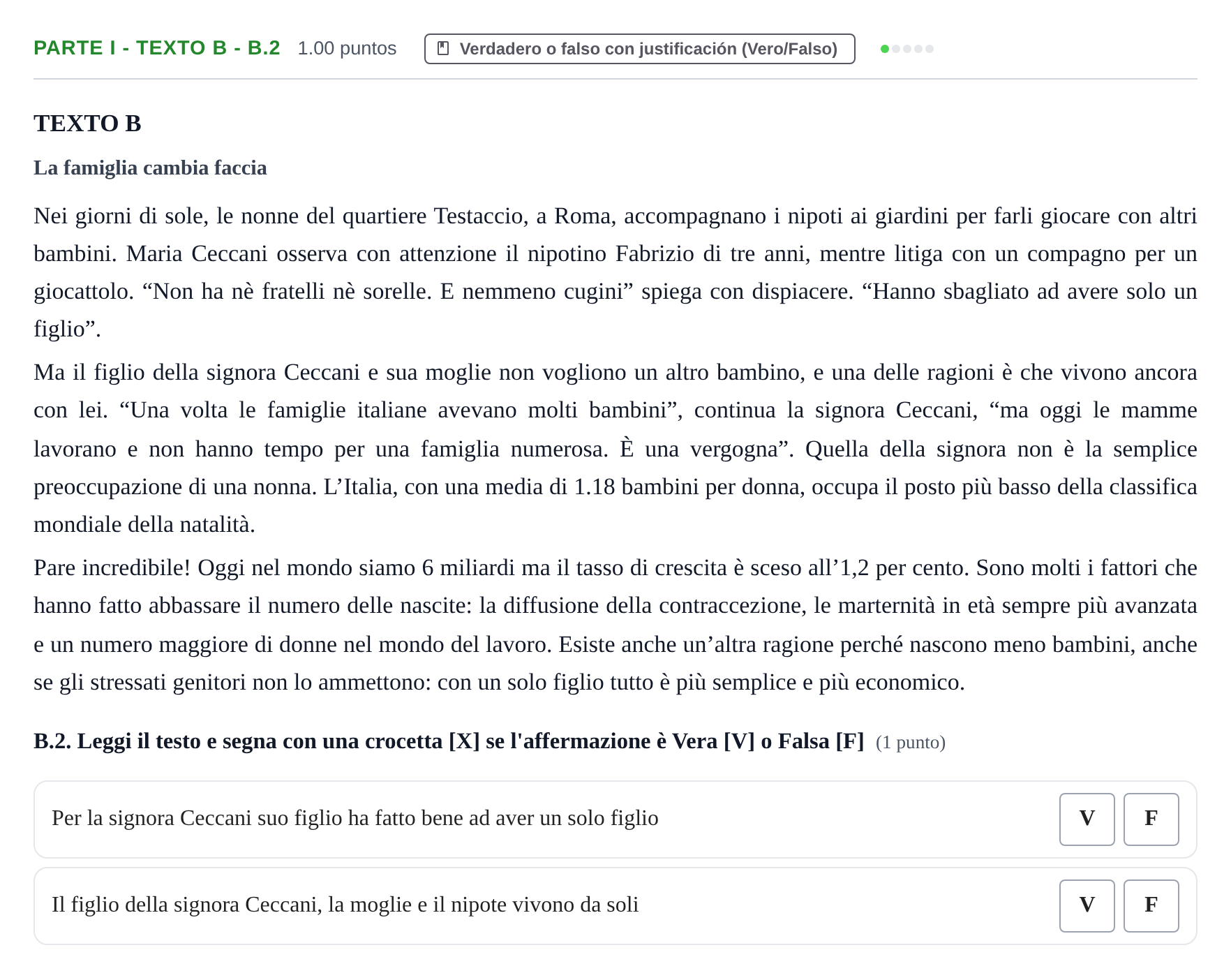 Enunciado: Ejercicio Parte I - Texto B - B.2 · Italiano PAU Castilla y León Extraordinaria 2021