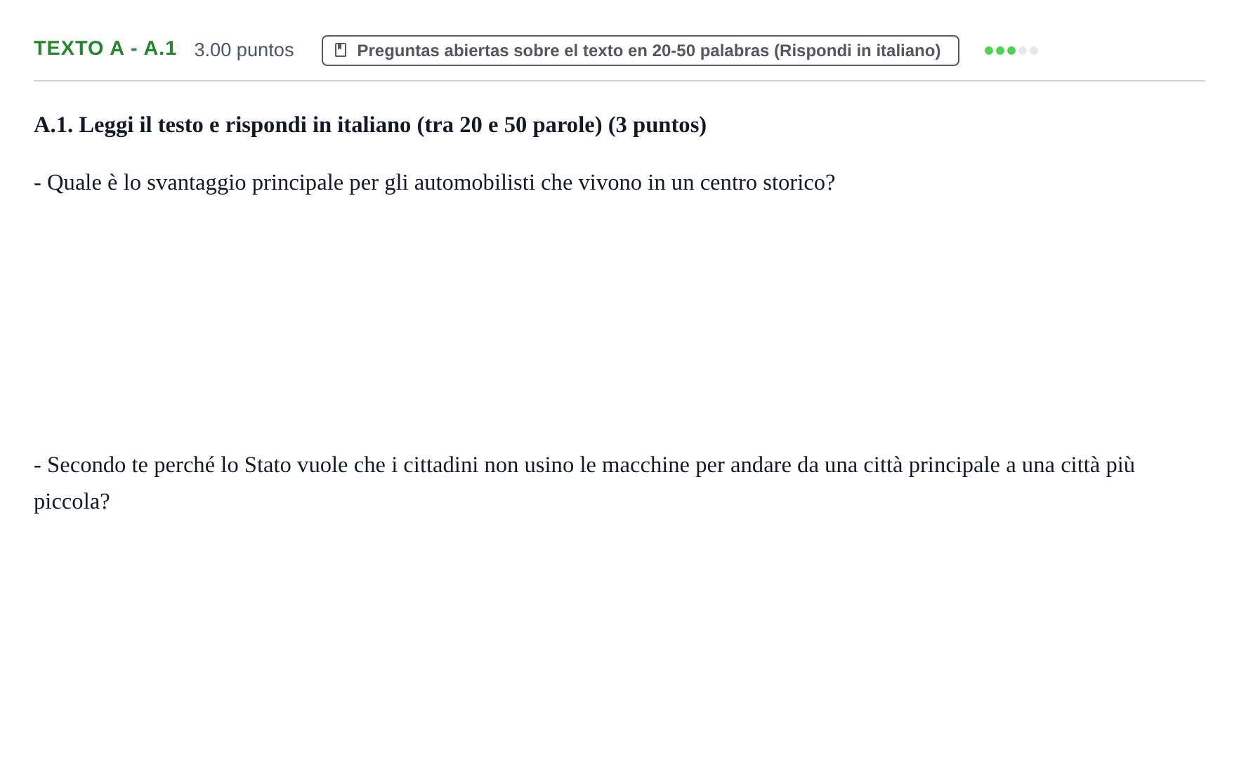 Enunciado: Ejercicio Texto A - A.1 · Italiano PAU Castilla y León Ordinaria 2021