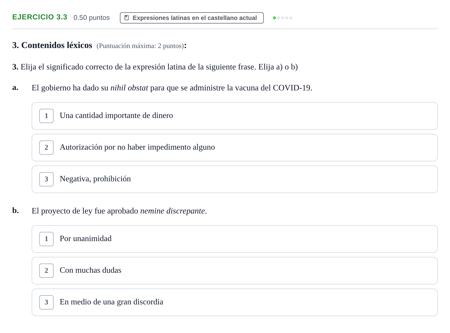 Enunciado: Ejercicio 3.3 · Latín II PAU Castilla y León Extraordinaria 2021
