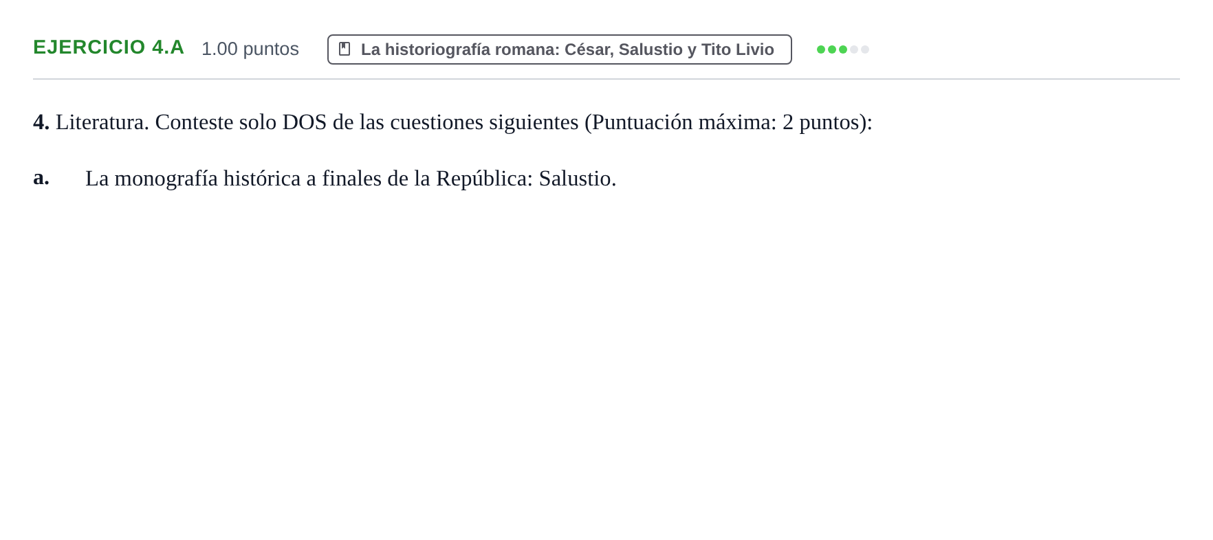 Enunciado: Ejercicio 4.a · Latín II PAU Castilla y León Extraordinaria 2021