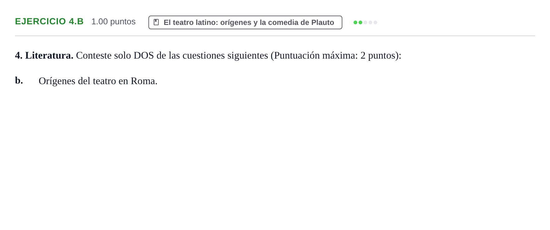 Enunciado: Ejercicio 4.b · Latín II PAU Castilla y León Extraordinaria 2021