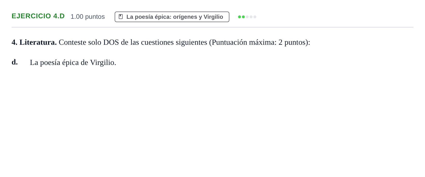 Enunciado: Ejercicio 4.d · Latín II PAU Castilla y León Extraordinaria 2021