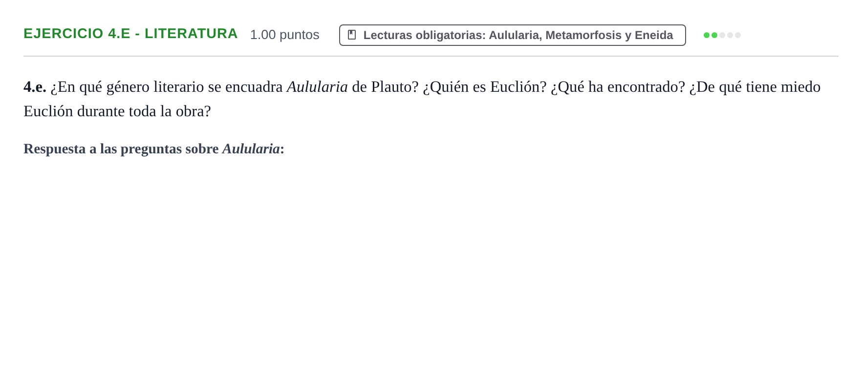Enunciado: Ejercicio 4.e - Literatura · Latín II PAU Castilla y León Ordinaria 2021