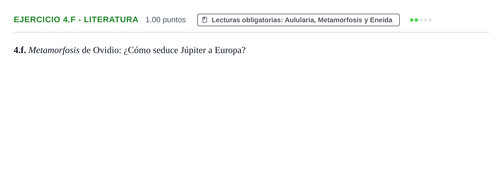 Enunciado: Ejercicio 4.f - Literatura · Latín II PAU Castilla y León Ordinaria 2021