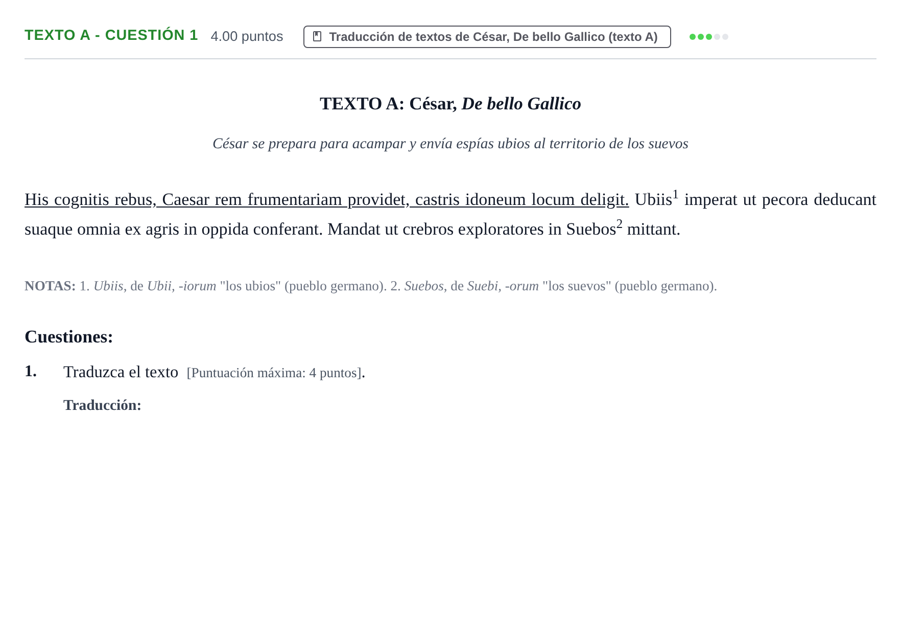 Enunciado: Ejercicio Texto A - Cuestión 1 · Latín II PAU Castilla y León Ordinaria 2021