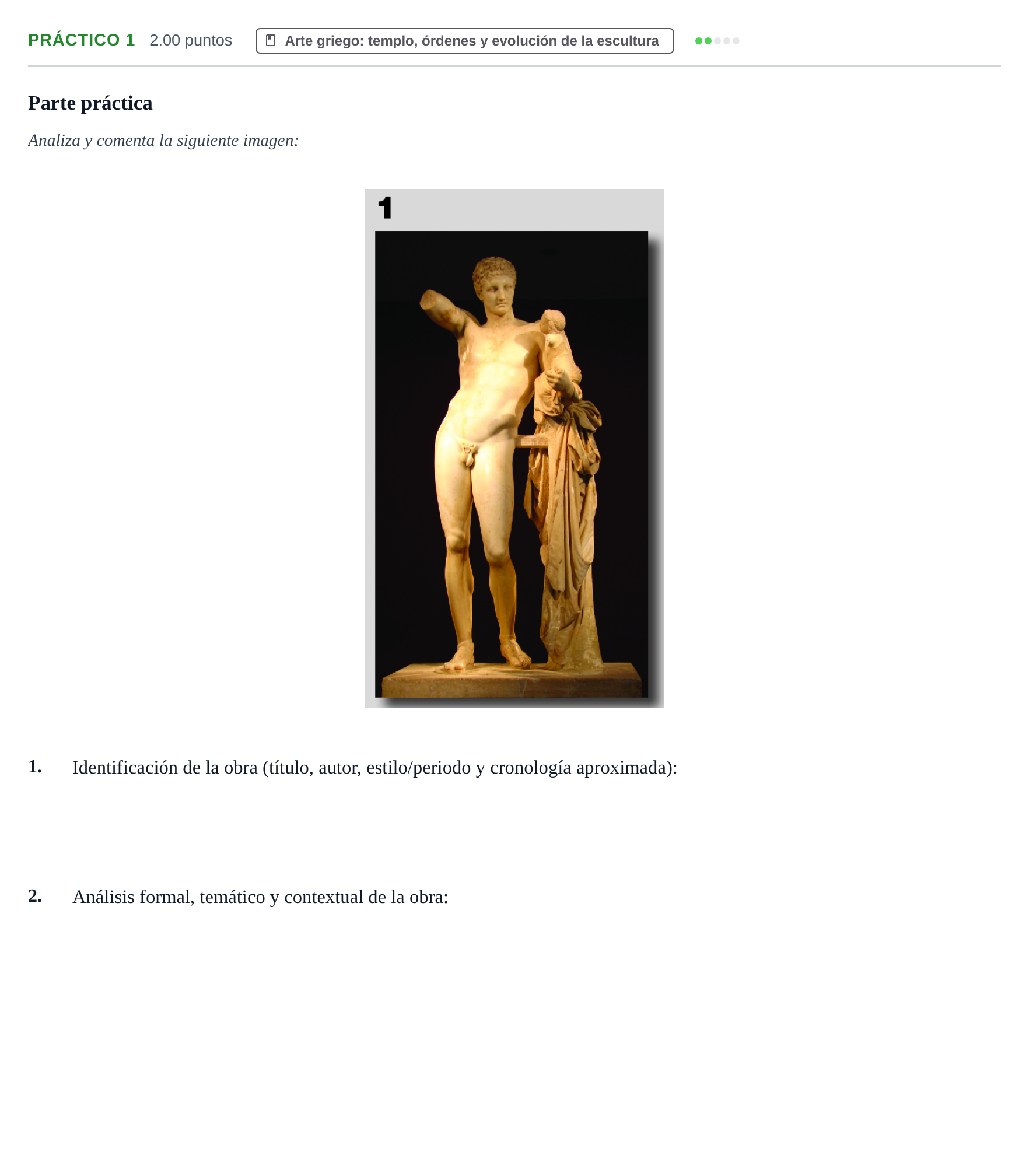 Enunciado: Ejercicio Práctico 1 · Historia del Arte PAU Castilla y León Extraordinaria 2021