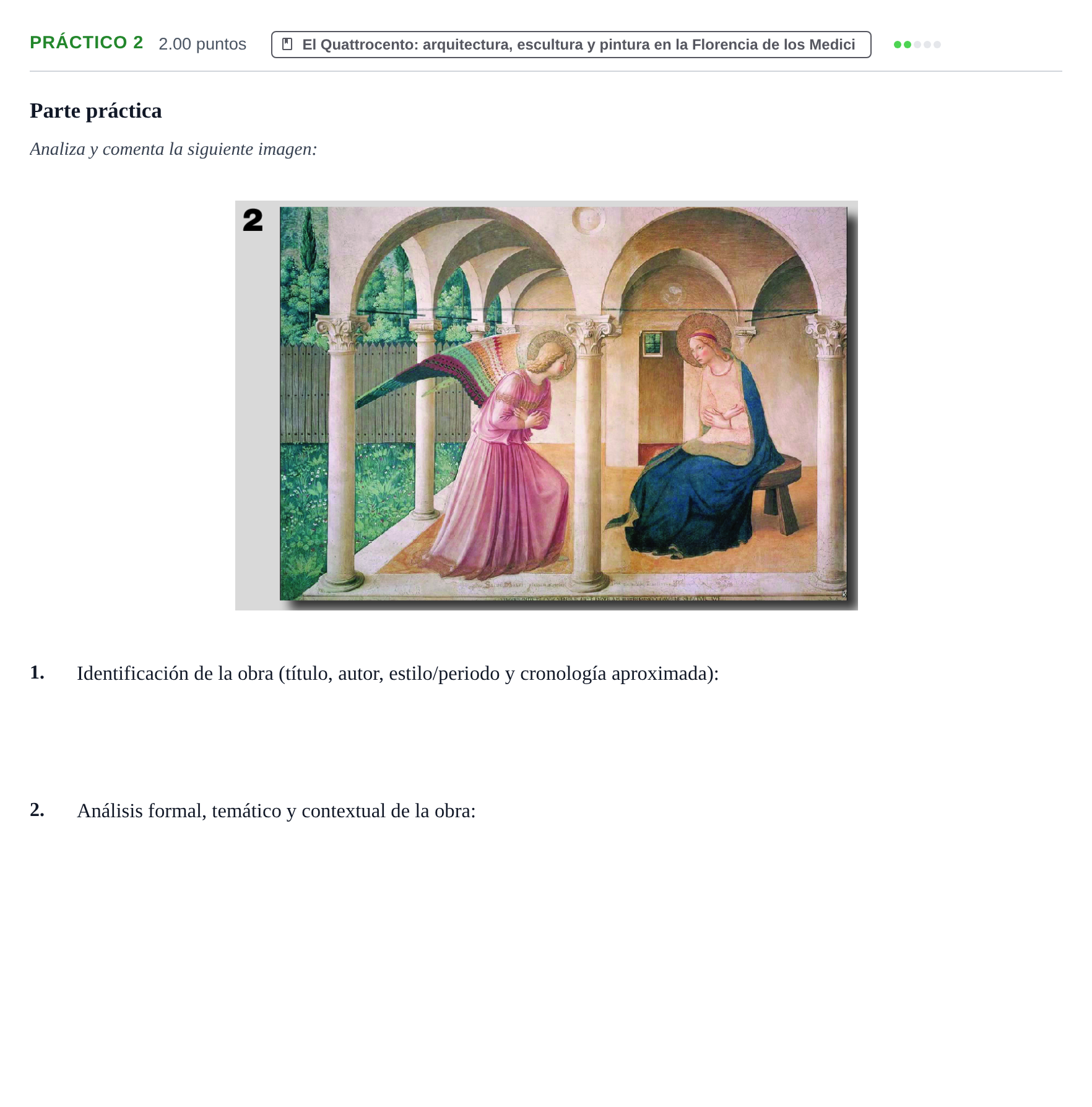Enunciado: Ejercicio Práctico 2 · Historia del Arte PAU Castilla y León Extraordinaria 2021