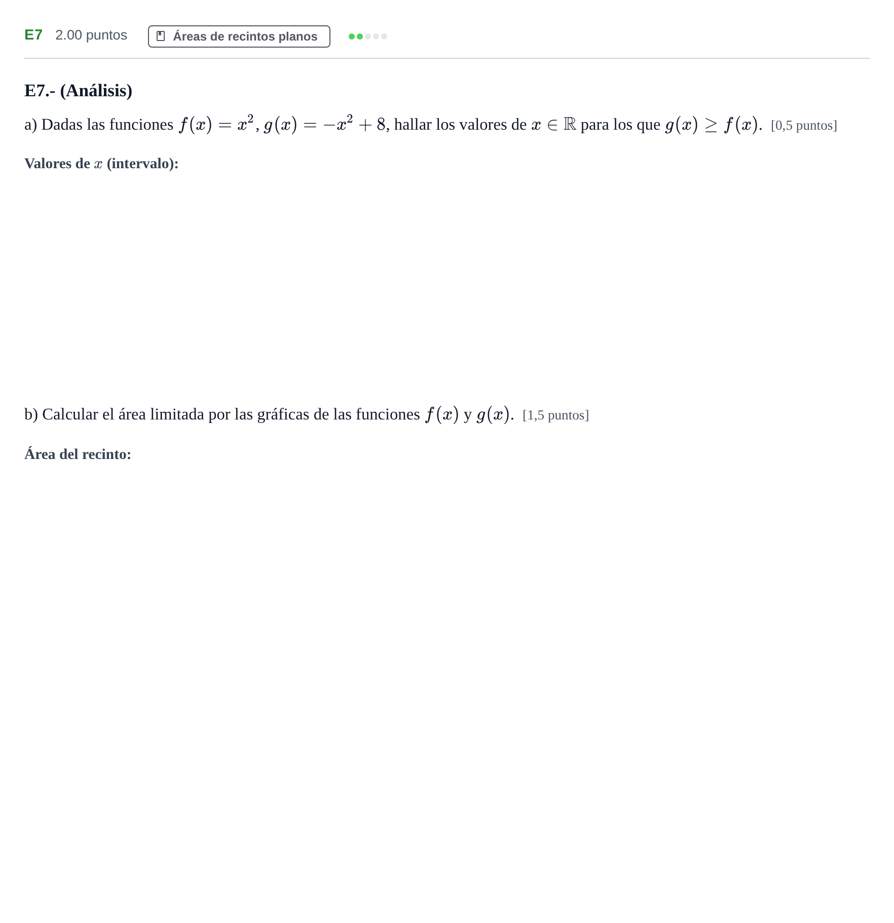 Enunciado: Ejercicio E7 · Matemáticas II PAU Castilla y León Ordinaria 2021