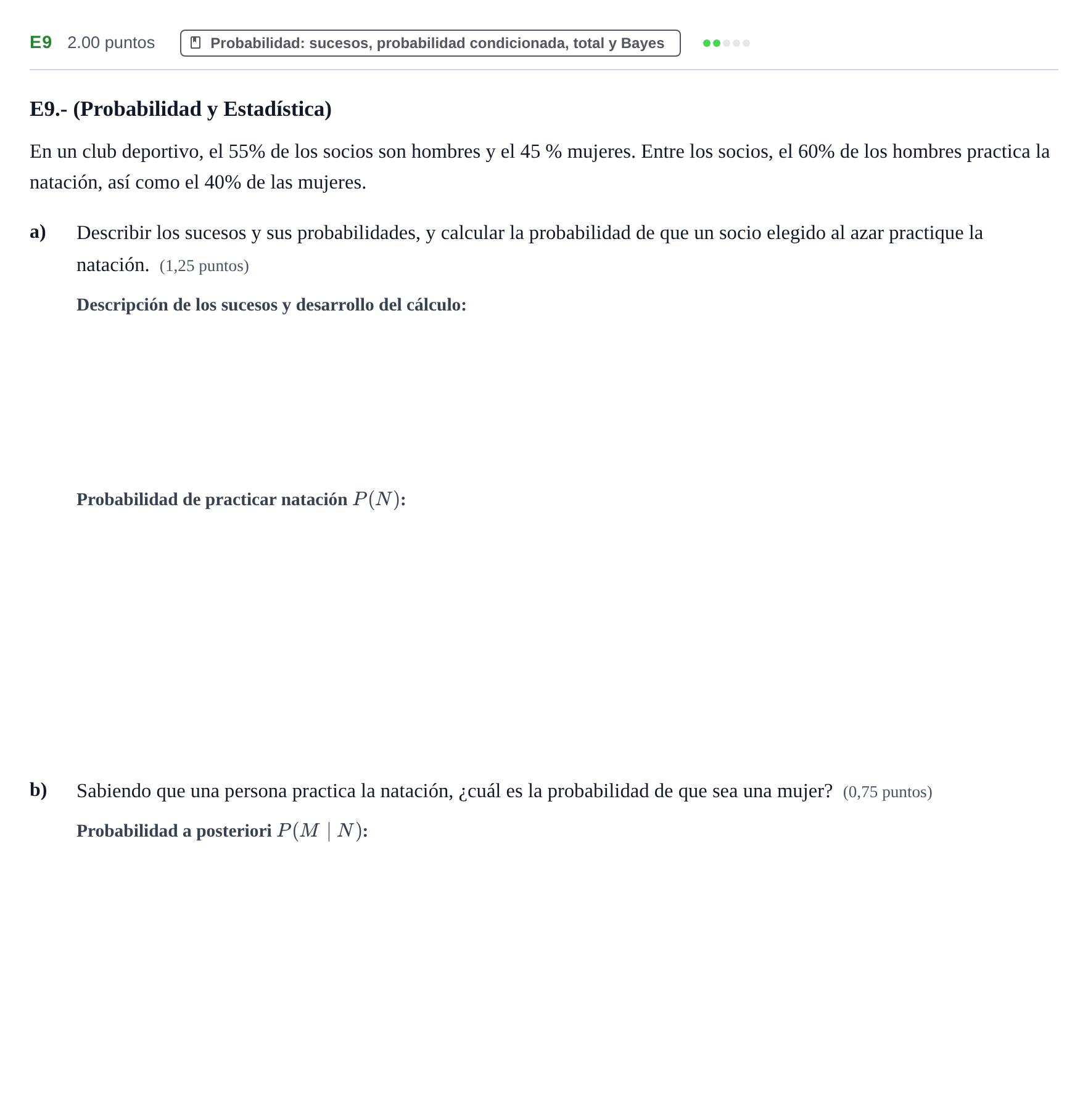 Enunciado: Ejercicio E9 · Matemáticas II PAU Castilla y León Ordinaria 2021