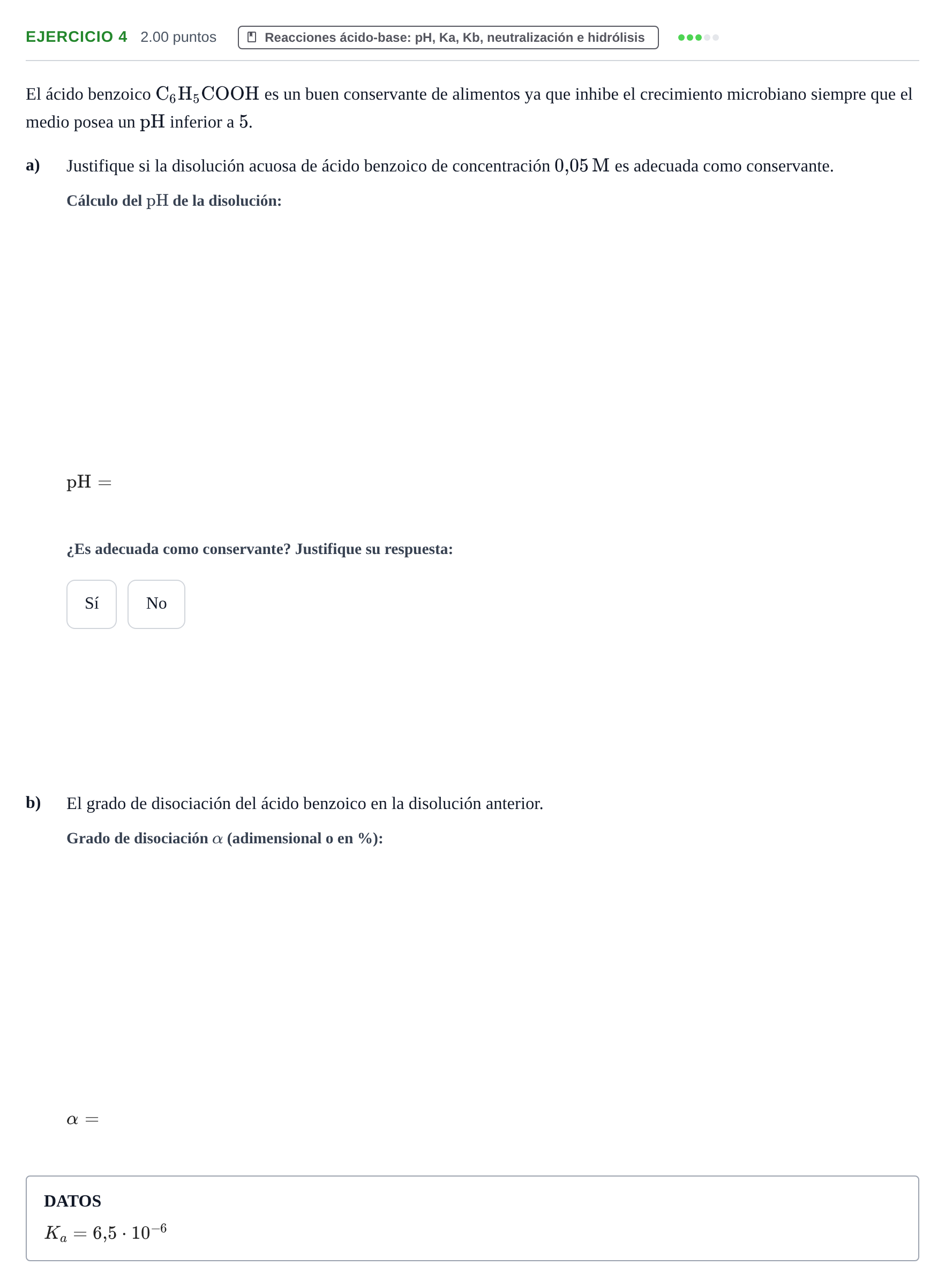 Enunciado: Problema 4 · Química PAU Castilla y León Extraordinaria 2021