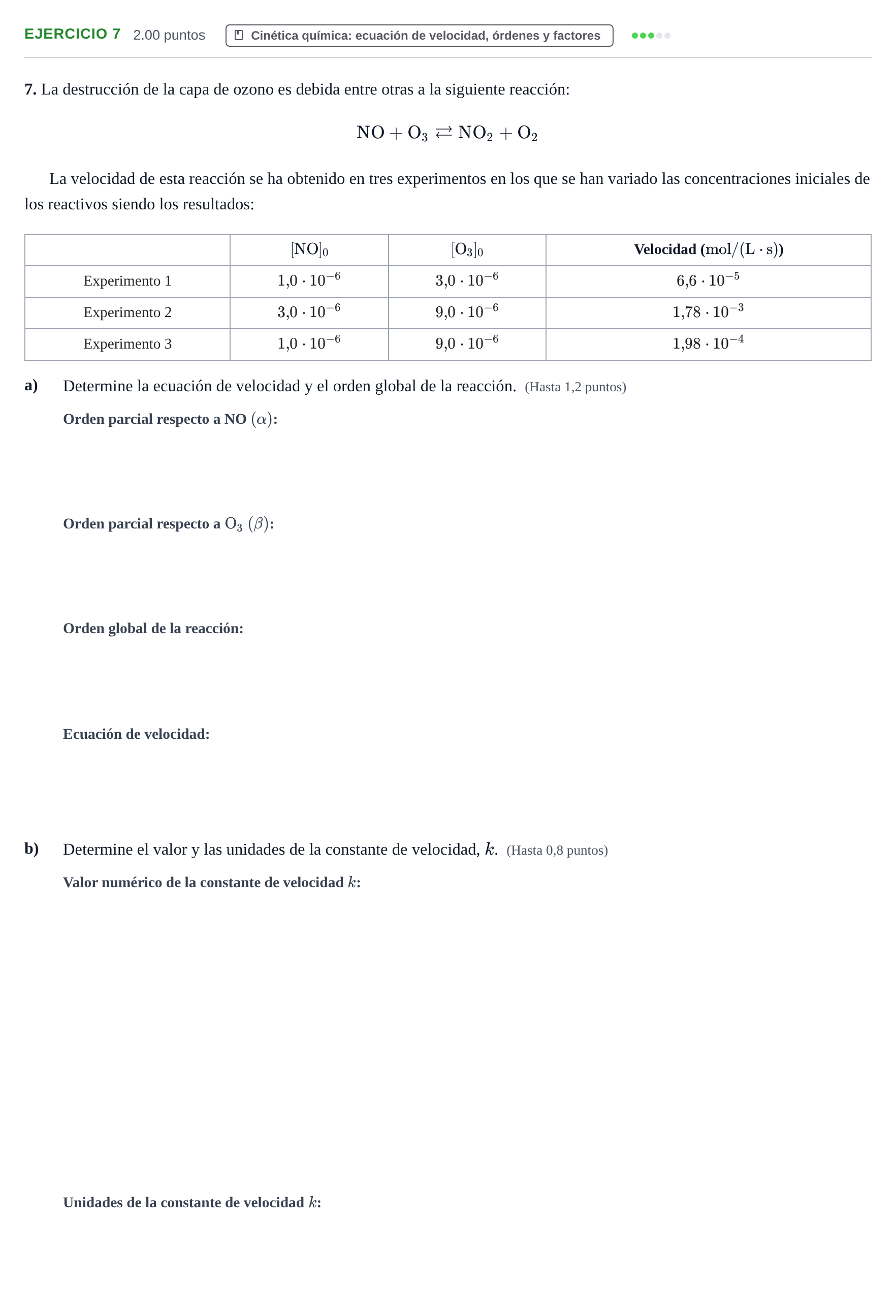 Enunciado: Problema 7 · Química PAU Castilla y León Extraordinaria 2021