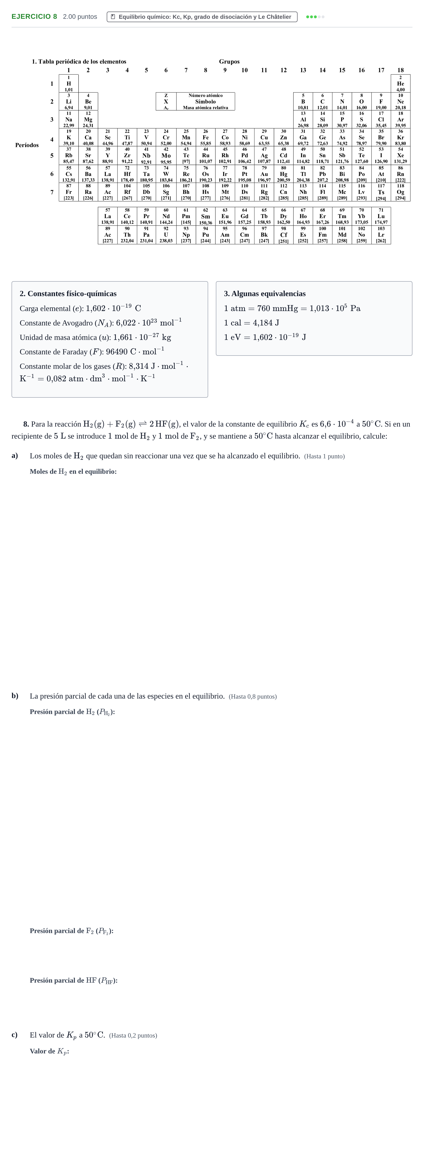 Enunciado: Problema 8 · Química PAU Castilla y León Extraordinaria 2021