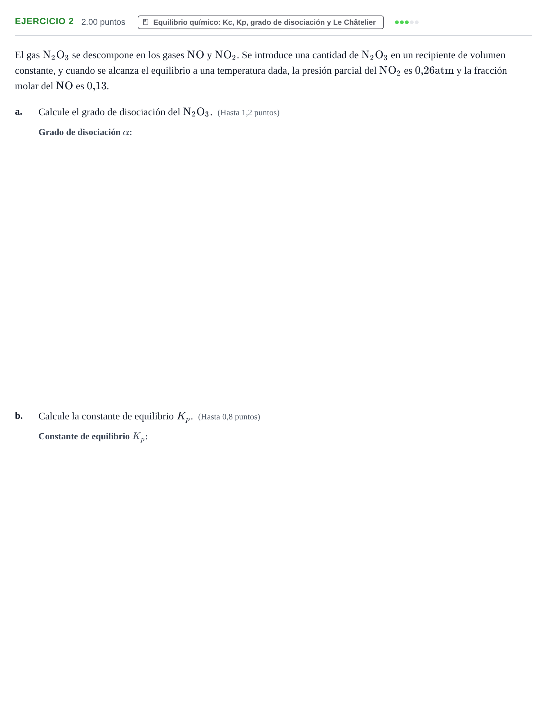 Enunciado: Problema 2 · Química PAU Castilla y León Ordinaria 2021