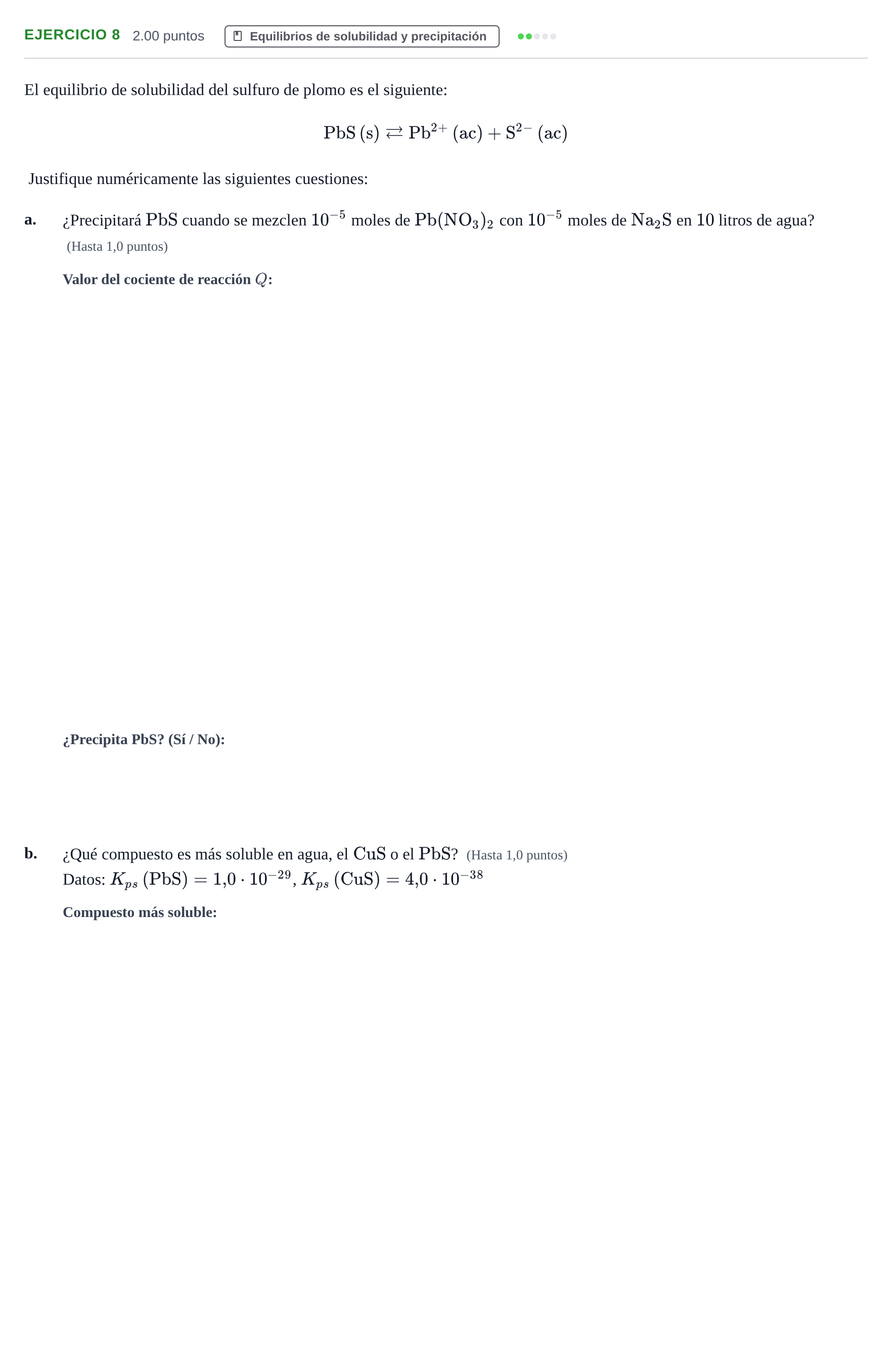 Enunciado: Problema 8 · Química PAU Castilla y León Ordinaria 2021