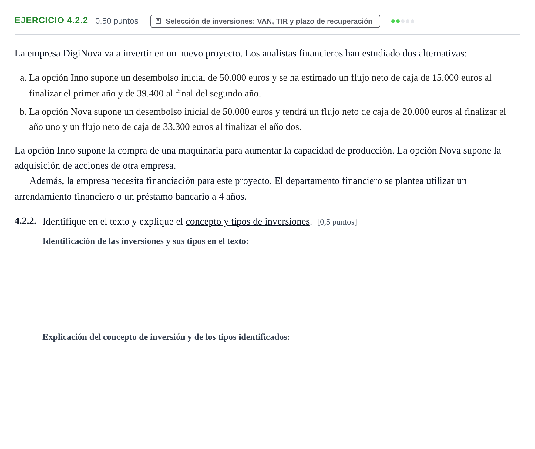 Enunciado: Ejercicio 4.2.2 · Empresa y Diseño de Modelos de Negocio PAU Castilla-La Mancha Extraordinaria 2026