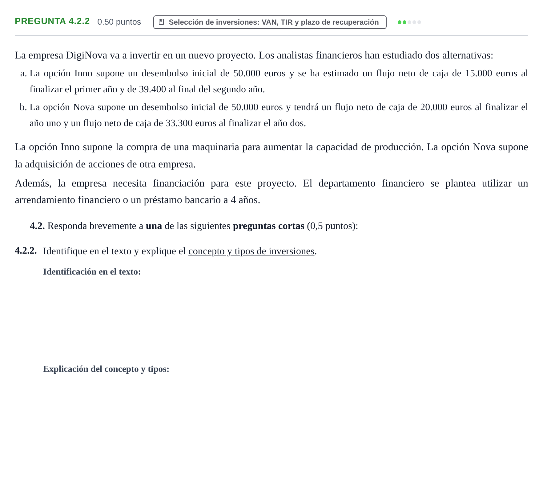 Enunciado: Pregunta 4.2.2 · Empresa y Diseño de Modelos de Negocio PAU Castilla-La Mancha Extraordinaria 2026