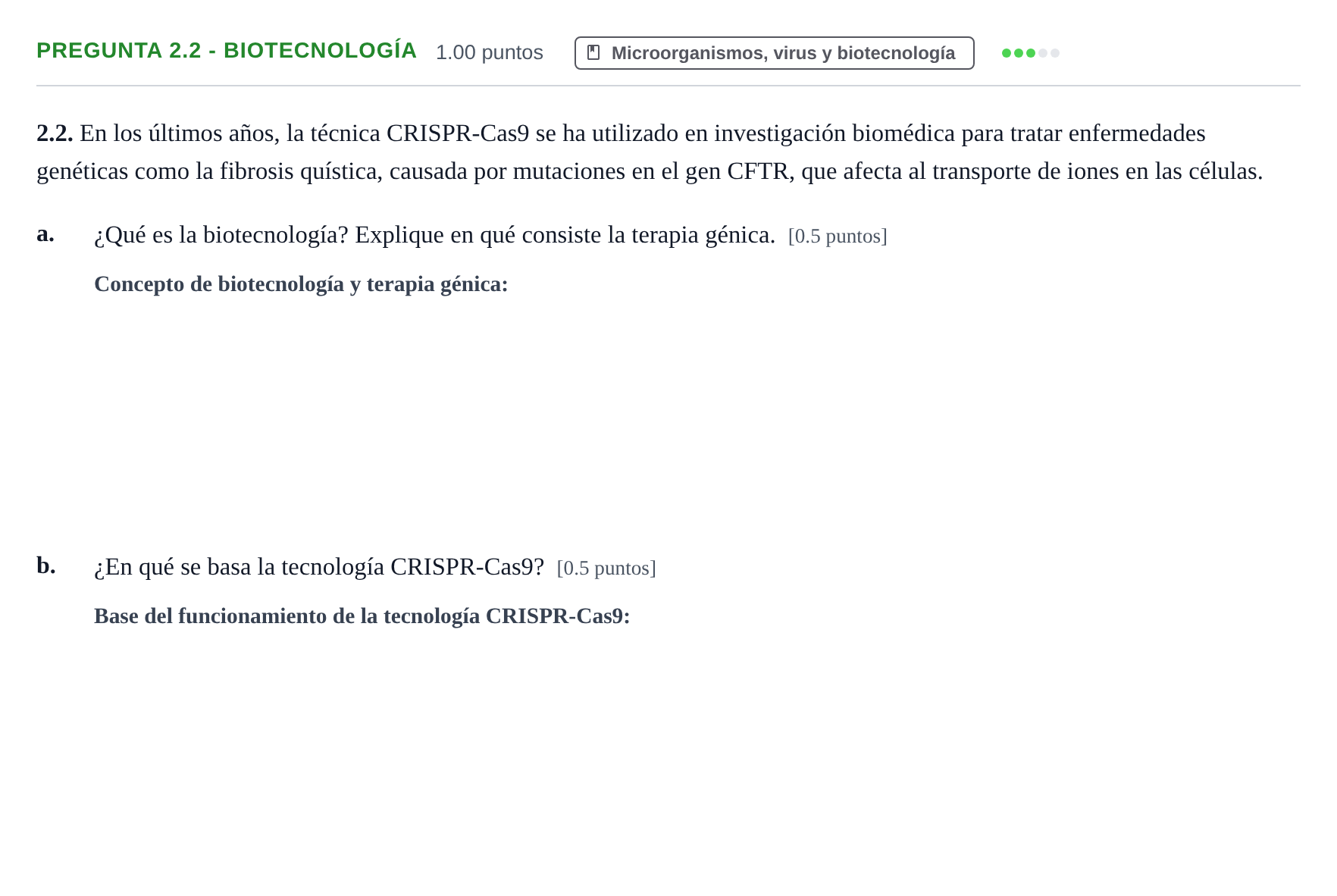 Enunciado: Pregunta 2.2 - Biotecnología · Biología PAU Castilla-La Mancha Extraordinaria 2026